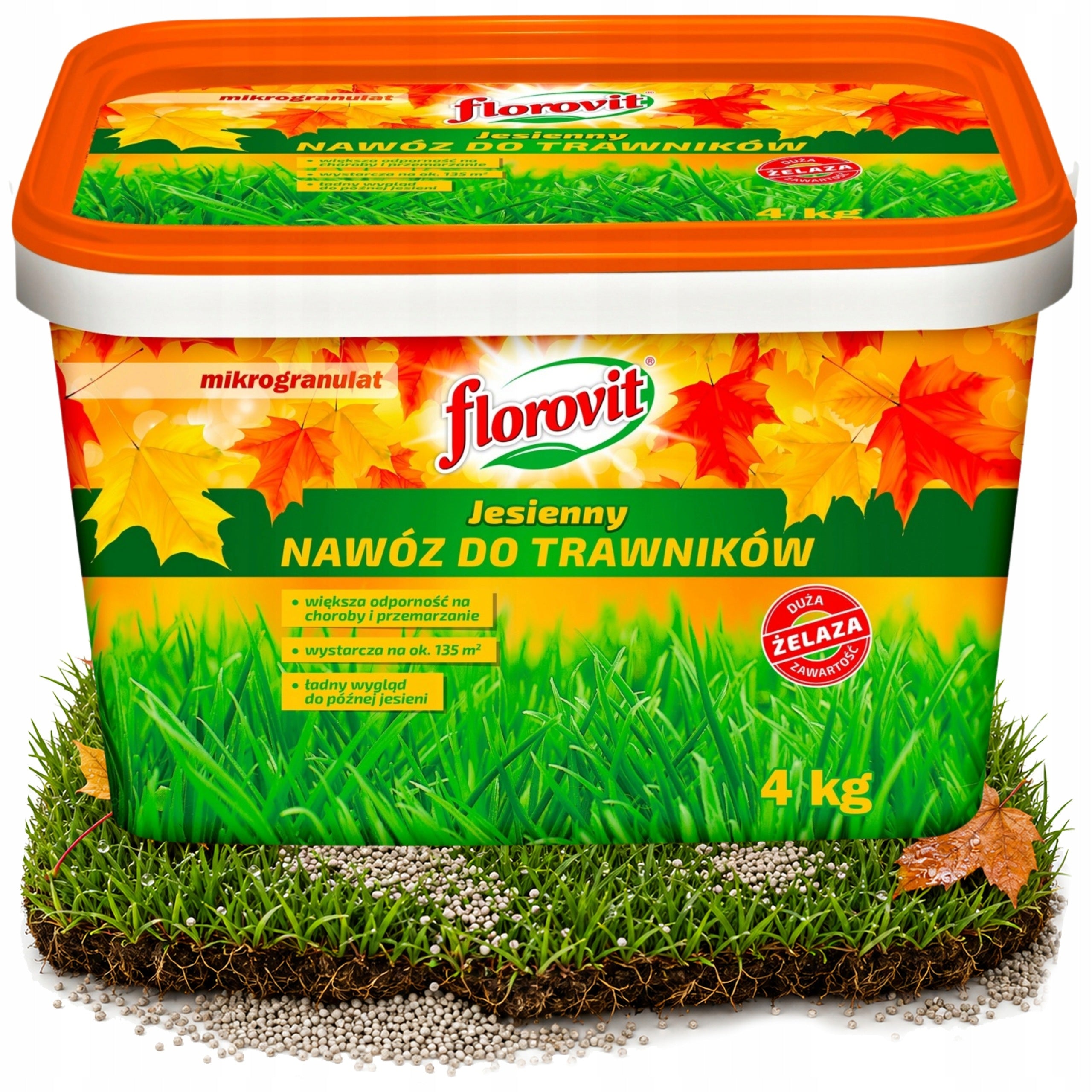 FLOROVIT AUTUMN LAWN GRASS FERTILIZER FOR DISEASES FREEZING 4 kg +Fe Packaging status original