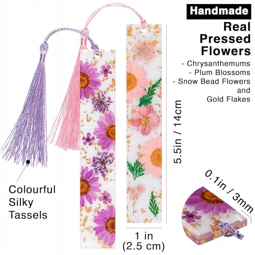 FLOWER BOOKMARKS RESIN DRIED FLOWERS FOR BOOK LOVERS 2 PCS. Manufacturer code Bez marki