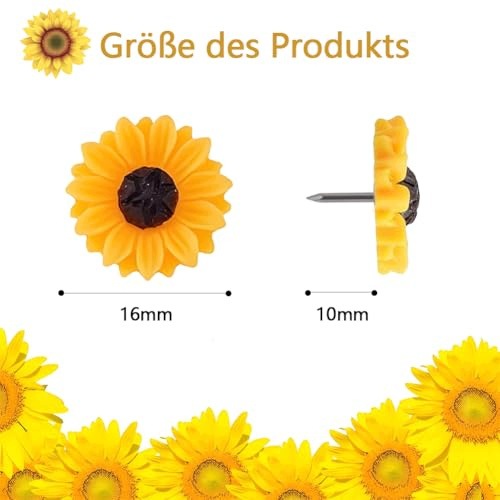 FLOWER PINS STEEL SUNFLOWERS FOR CORK OFFICE GIFT 14 PCS Manufacturer code Producent niezależny