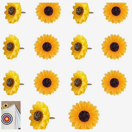 FLOWER PINS STEEL SUNFLOWERS FOR CORK OFFICE GIFT 14 PCS