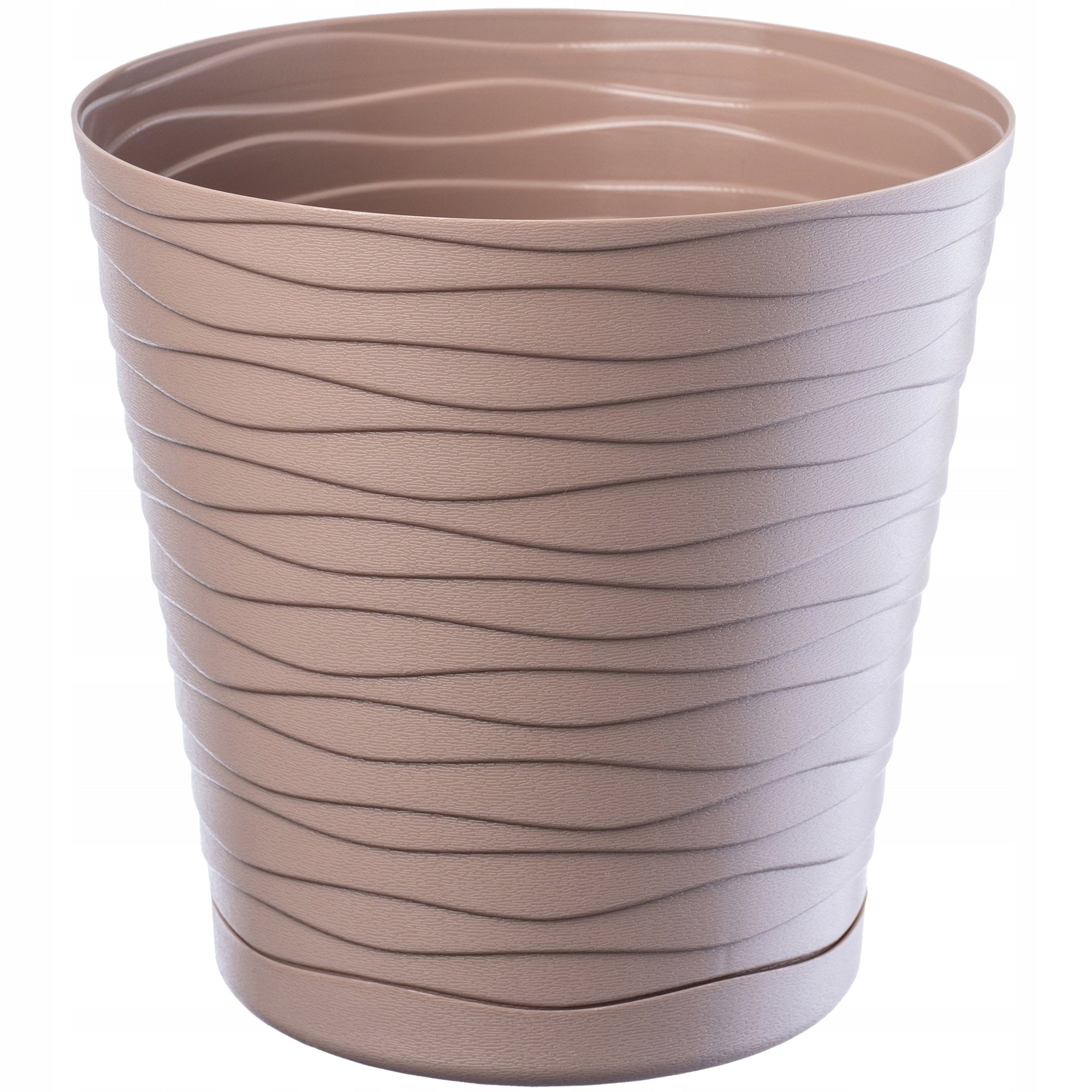 FLOWER POT 15 cm COVER WITH STAND PLASTIC FLOWER STAND Color beige