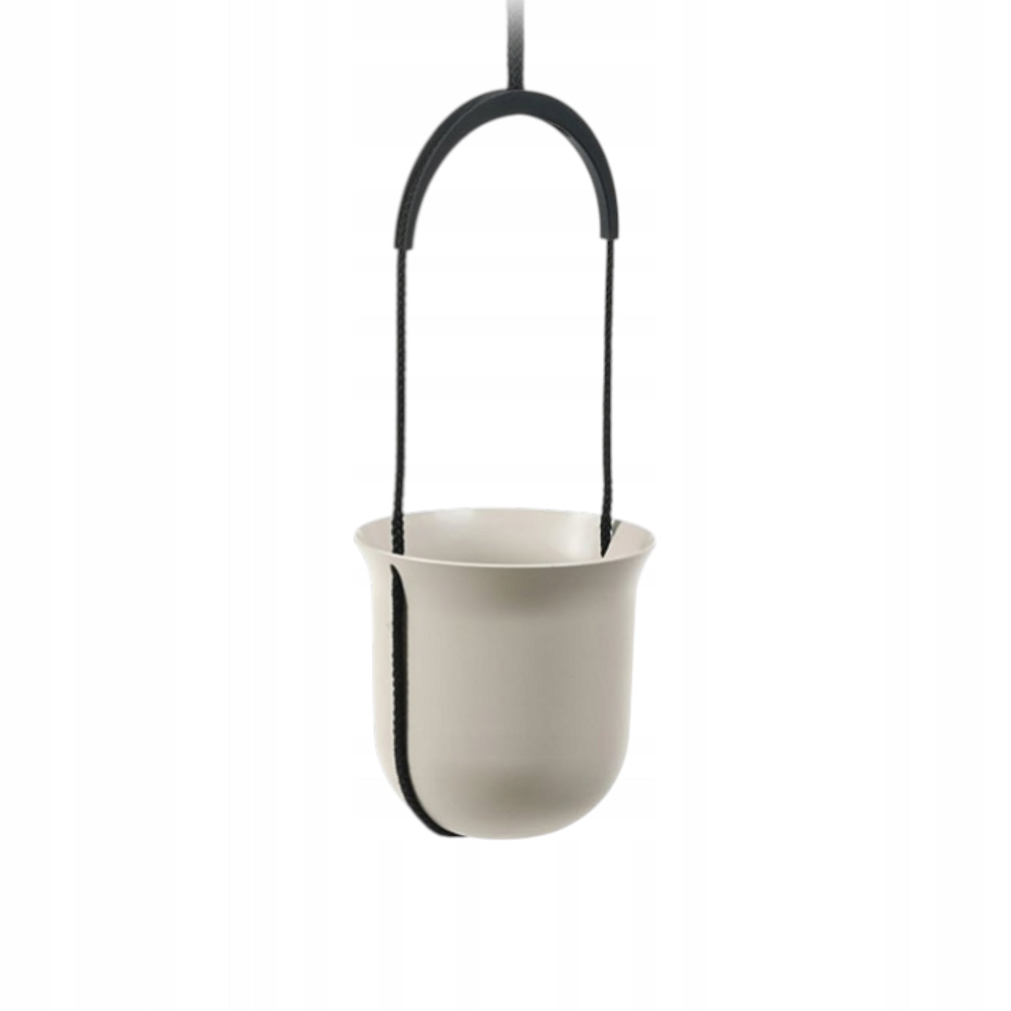 FLOWER POT 16x17 CM GARDEN HANGING PLANTER BEIGE ROUND PLASTIC Product height 16 cm