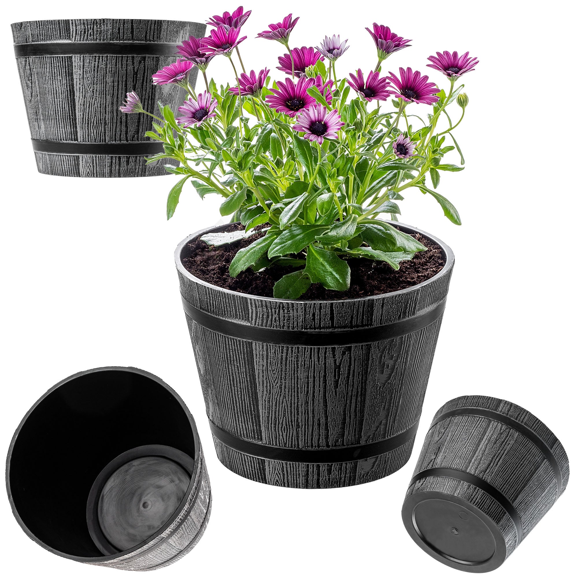 FLOWER POT 23cm GARDEN COVER ROUND FLOWERBED PLASTIC
