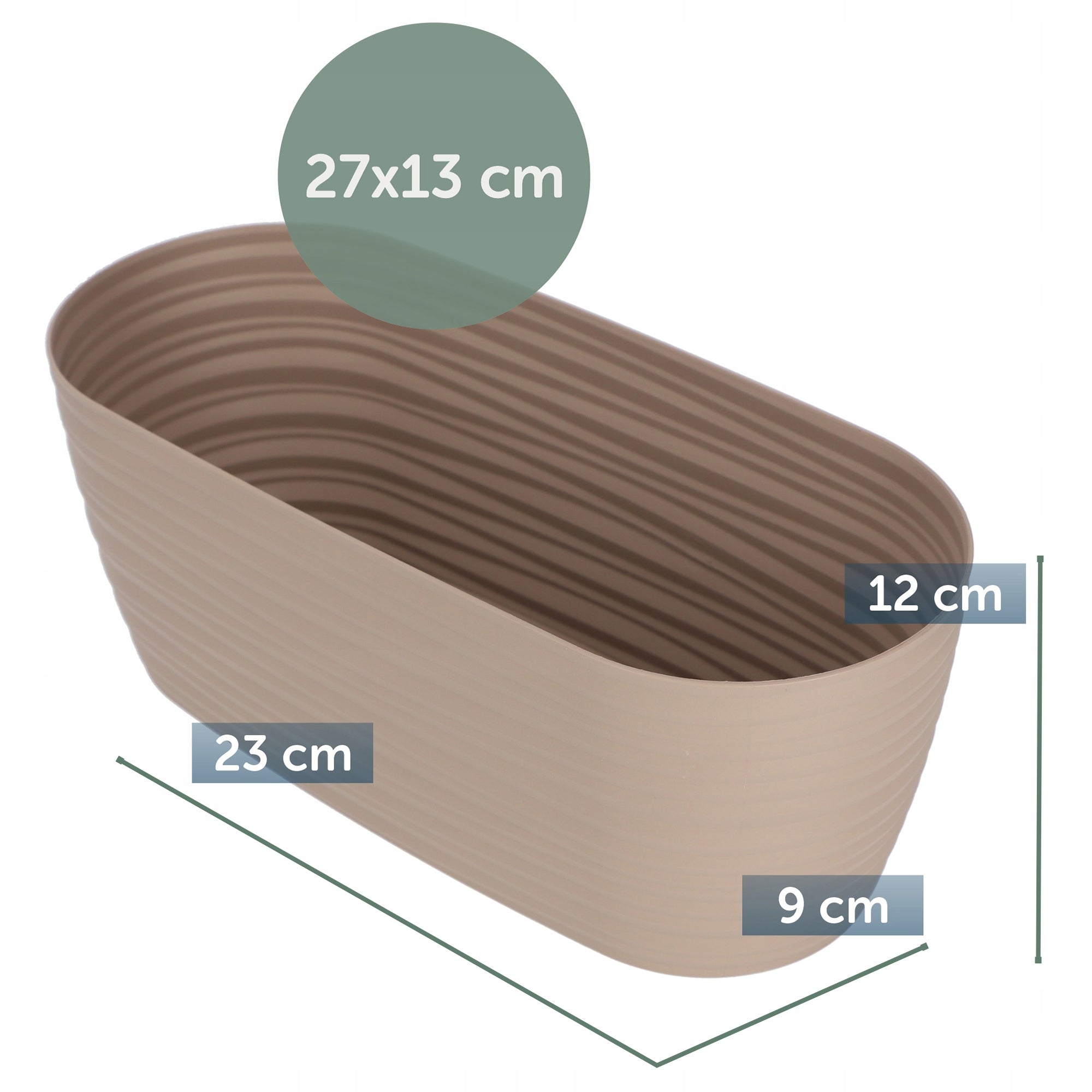 FLOWER POT 27cm OVAL COVER PLASTIC FLOWER STAND BEIGE Material synthetic material