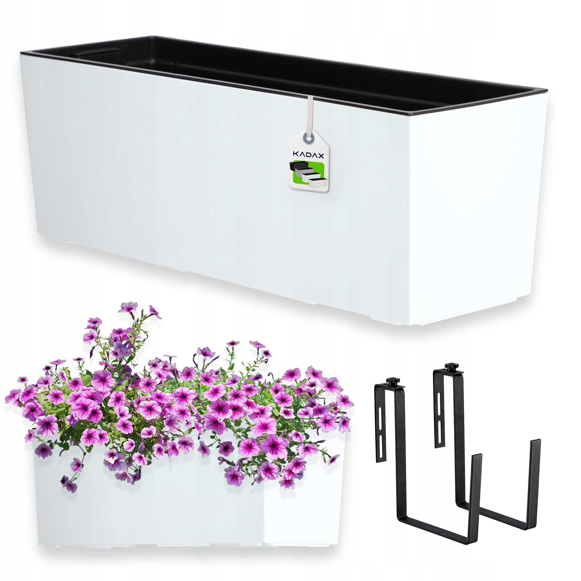FLOWER POT BALCONY BOX WITH CARTRIDGE FLOWERBED 19x56cm + HANDLES