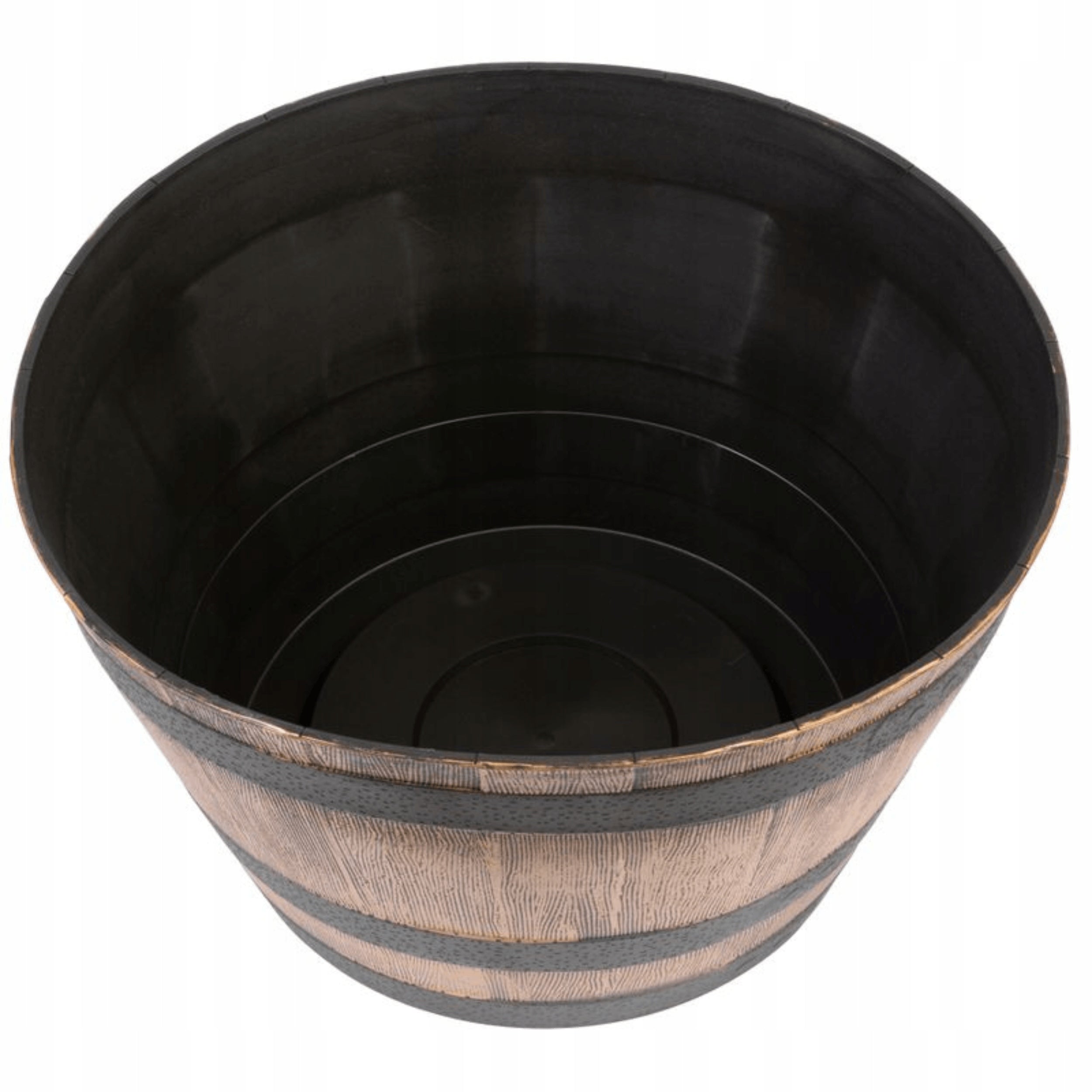 FLOWER POT BARREL PLANTER TERRACE BALCONY WOOD EFFECT 50x32cm 45L FOR FLOWERS Brand Kamai