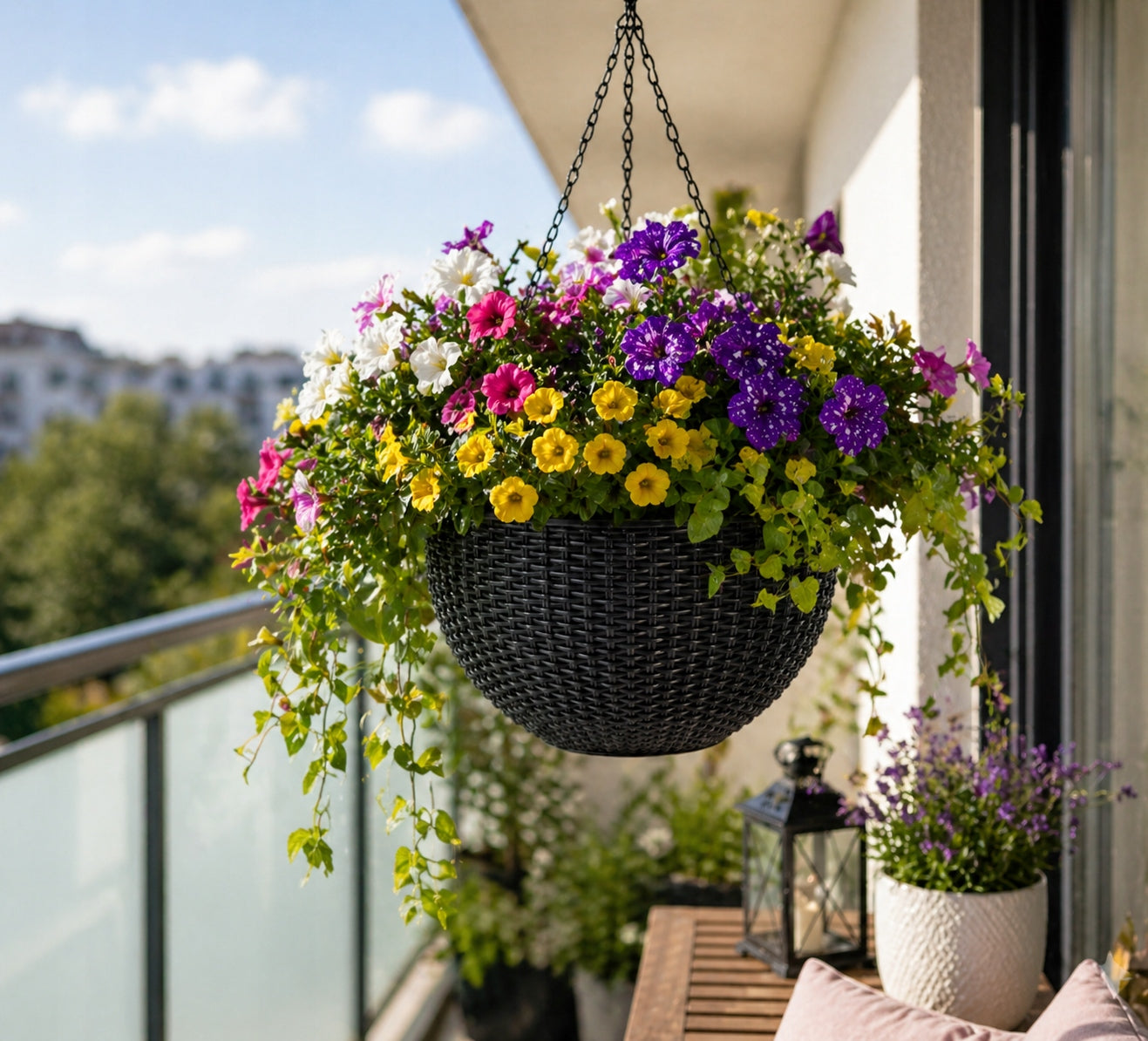 FLOWER POT FLOWERBED ELEGANT FOR BALCONY TERRACE ANTHRACITE 26cm Product height 16 cm