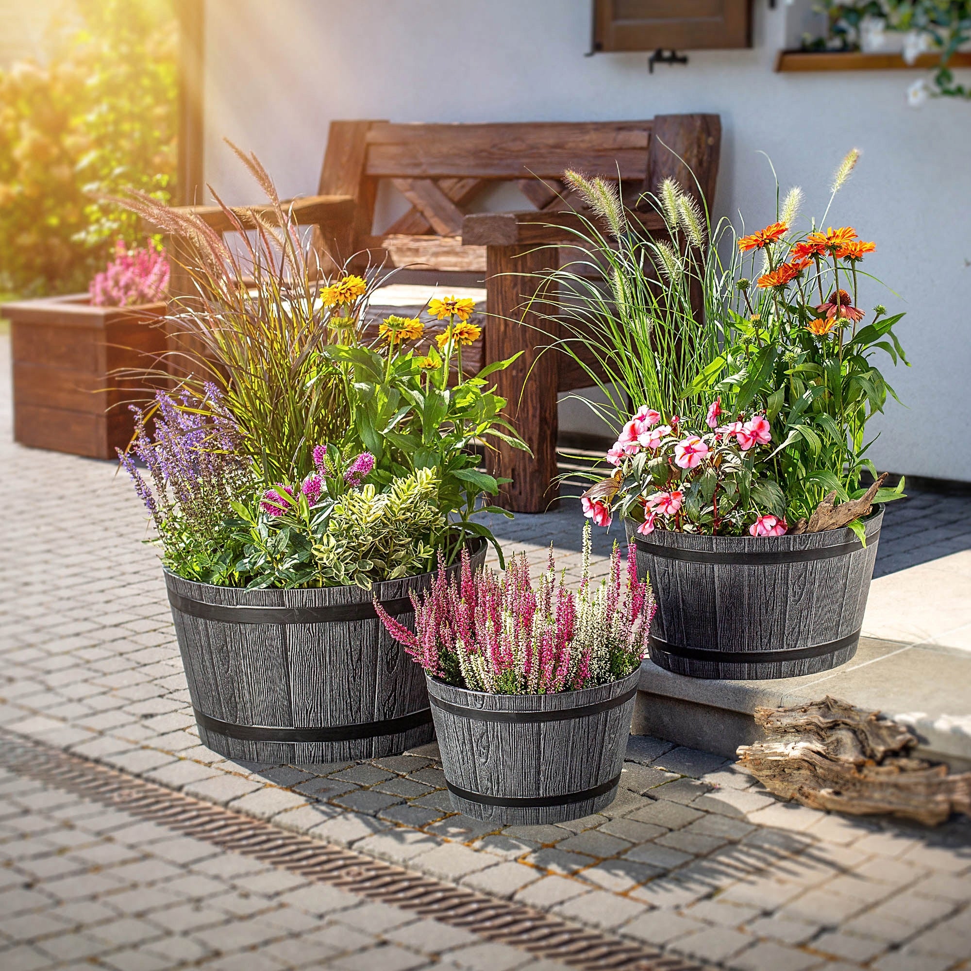 FLOWER POT GARDEN FLOWER POT 30cm COVER ROUND FLOWERBED PLASTIC Material synthetic material