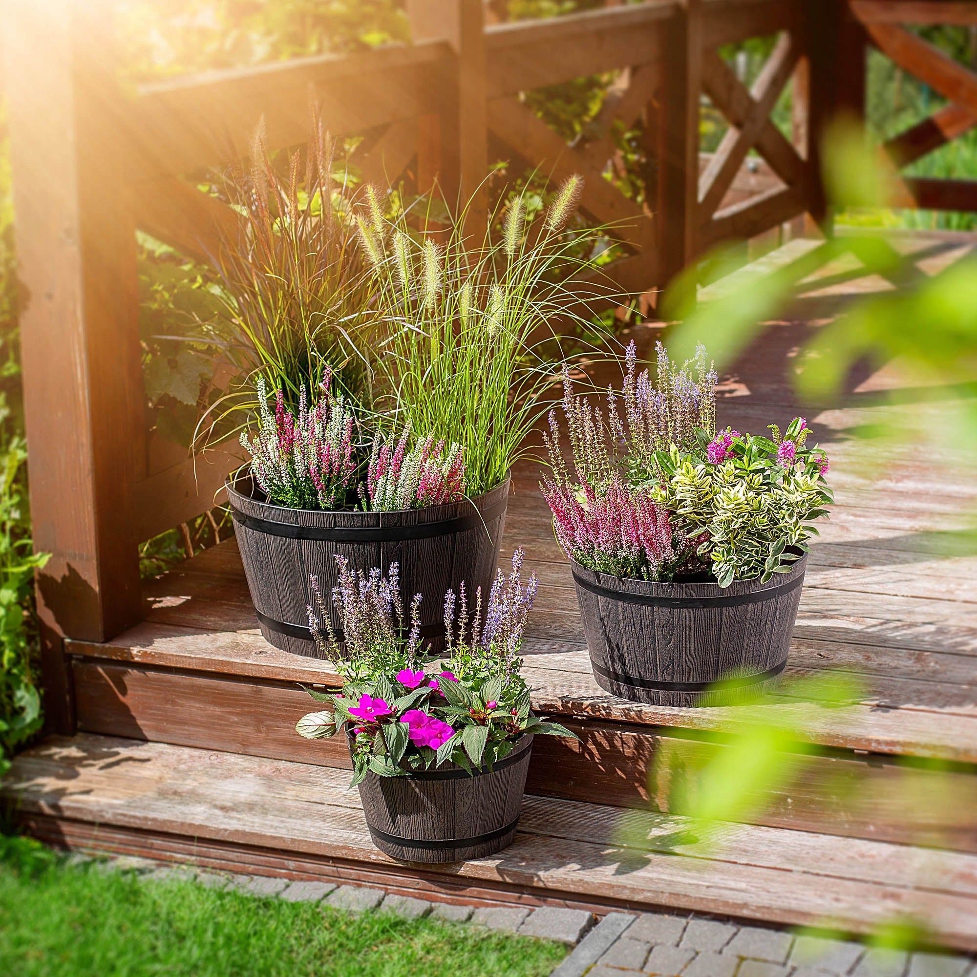 FLOWER POT GARDEN PLANTER 50cm LARGE FOR TERRACE FLOWERS COVER FLOWERBED ROUND Material synthetic material