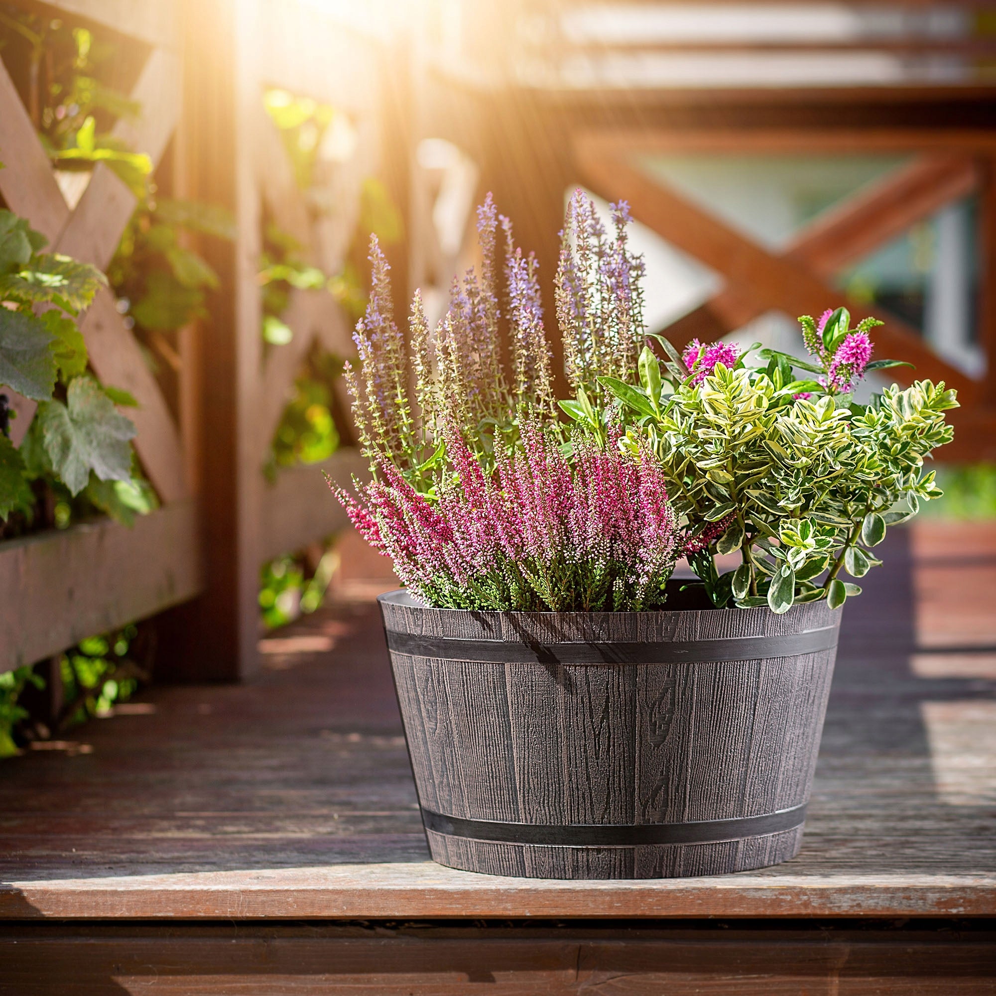 FLOWER POT GARDEN PLANTER 50cm LARGE FOR TERRACE FLOWERS COVER FLOWERBED ROUND Packaging status original