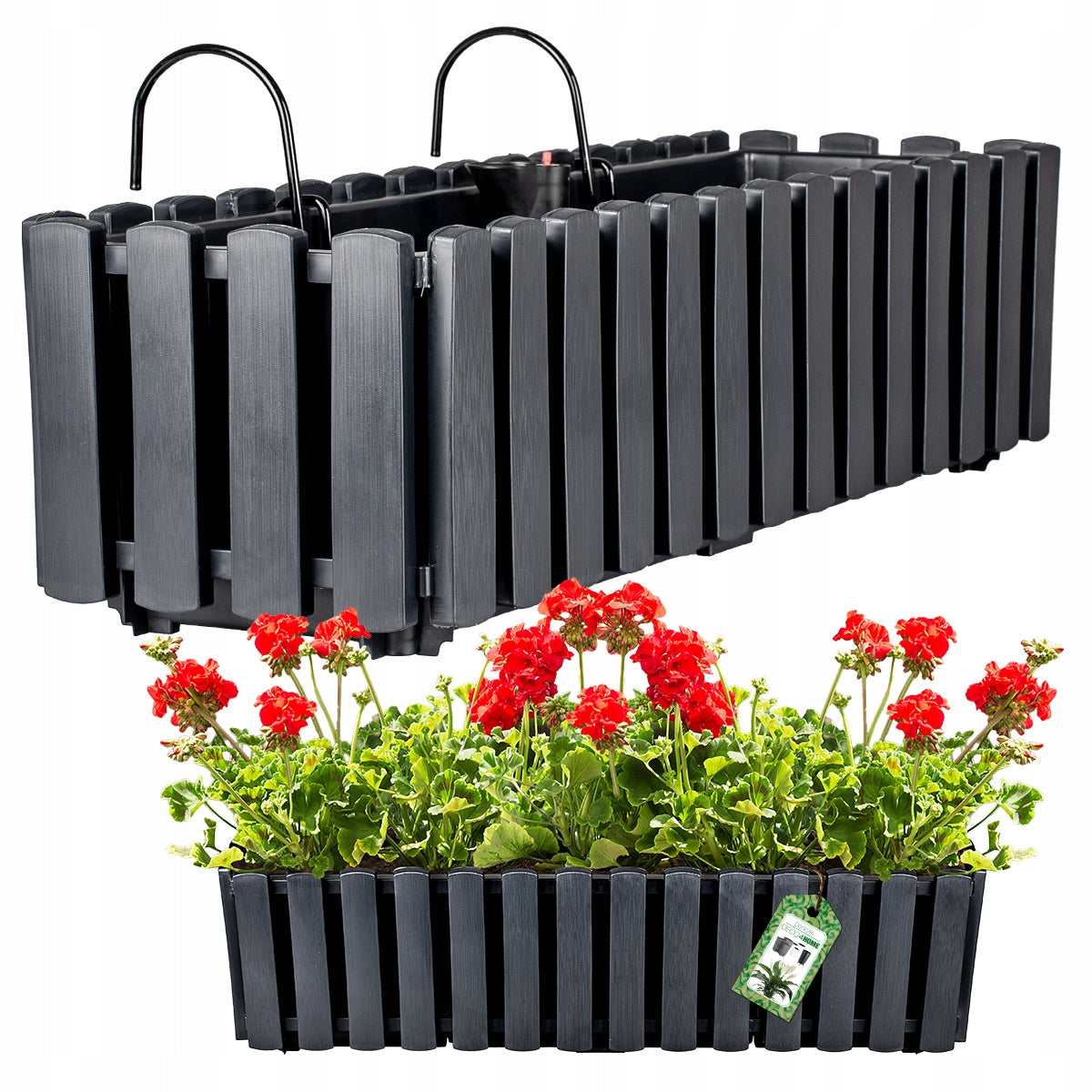 FLOWER POT HANGING FLOWERBED FENCE BALCONY BOX FOR BALUSTRADE 58cm