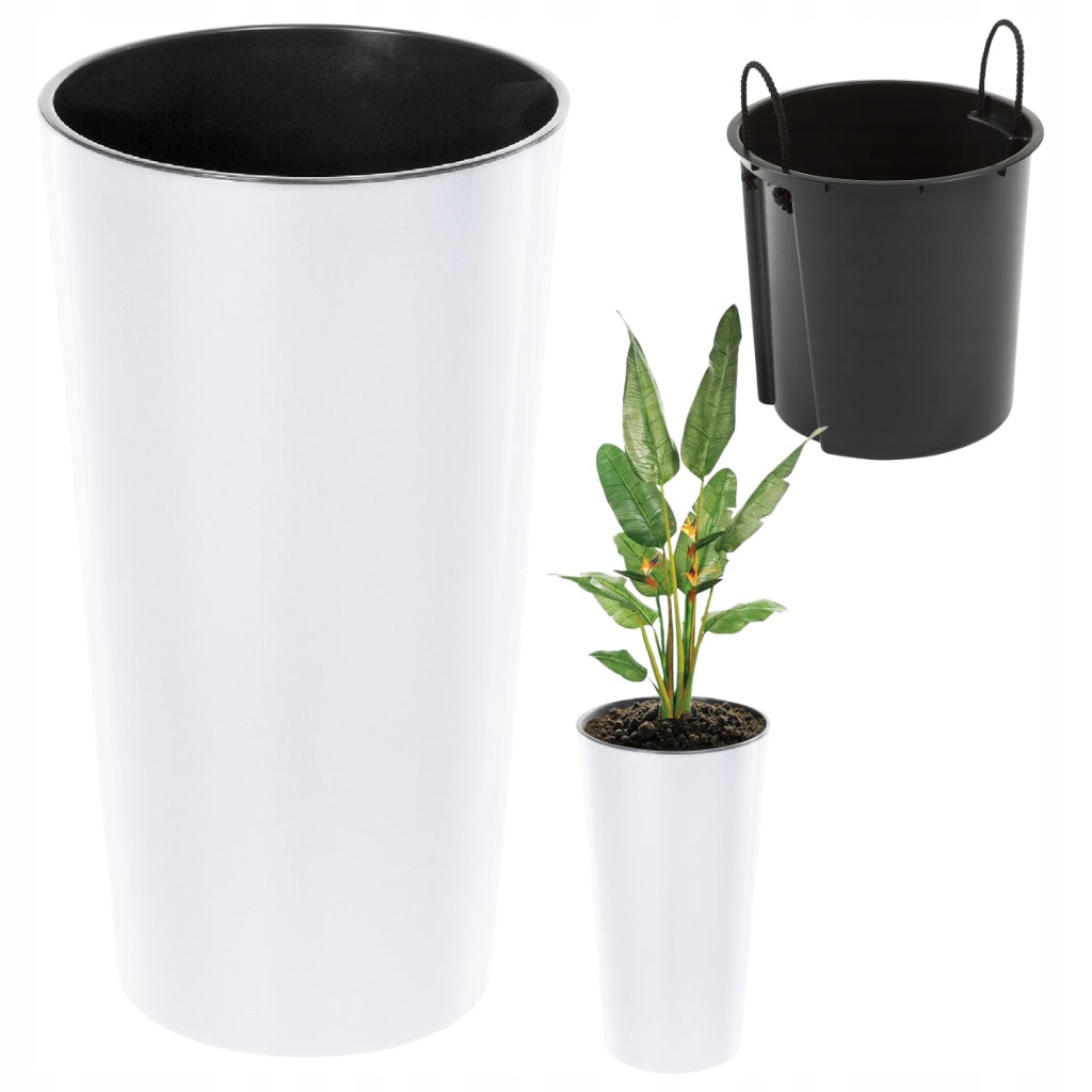 FLOWER POT LAMELA LILY 30h57 HIGH GLOSS WHITE + CARTRIDGE