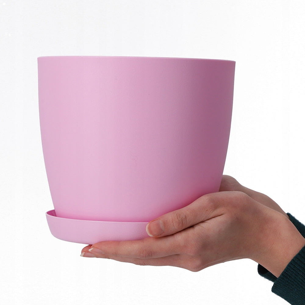 FLOWER POT PLANTER 20cm FOR FLOWERS WITH STAND PINK FOR LIVING ROOM Length 20 cm