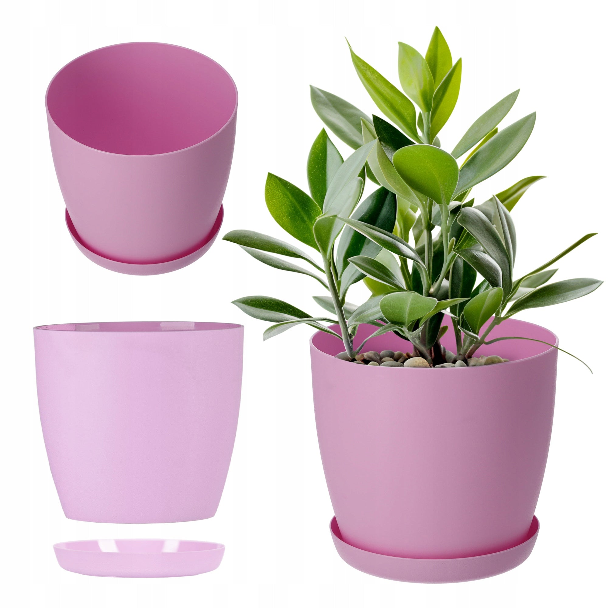 FLOWER POT PLANTER 20cm FOR FLOWERS WITH STAND PINK FOR LIVING ROOM