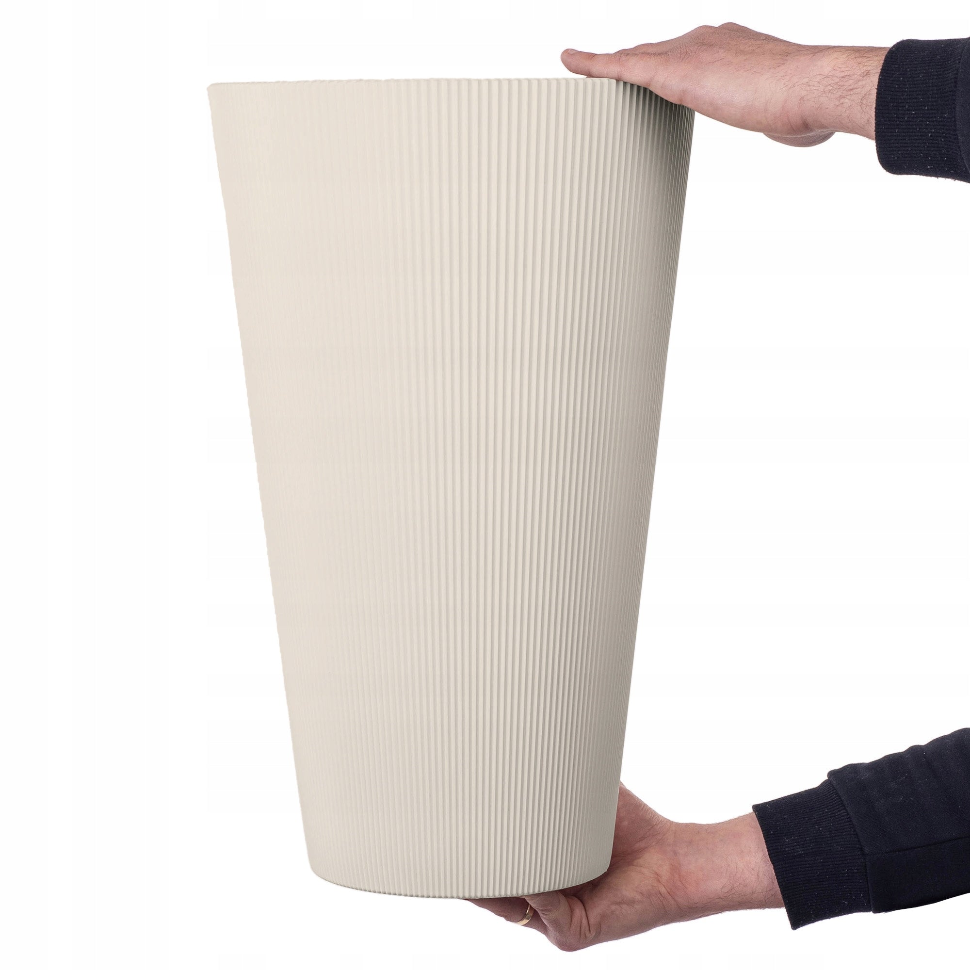 FLOWER POT PLANTER 29,5 cm COVER FLOWER INSERT PLASTIC HIGH 3D BEIGE Brand Kadax