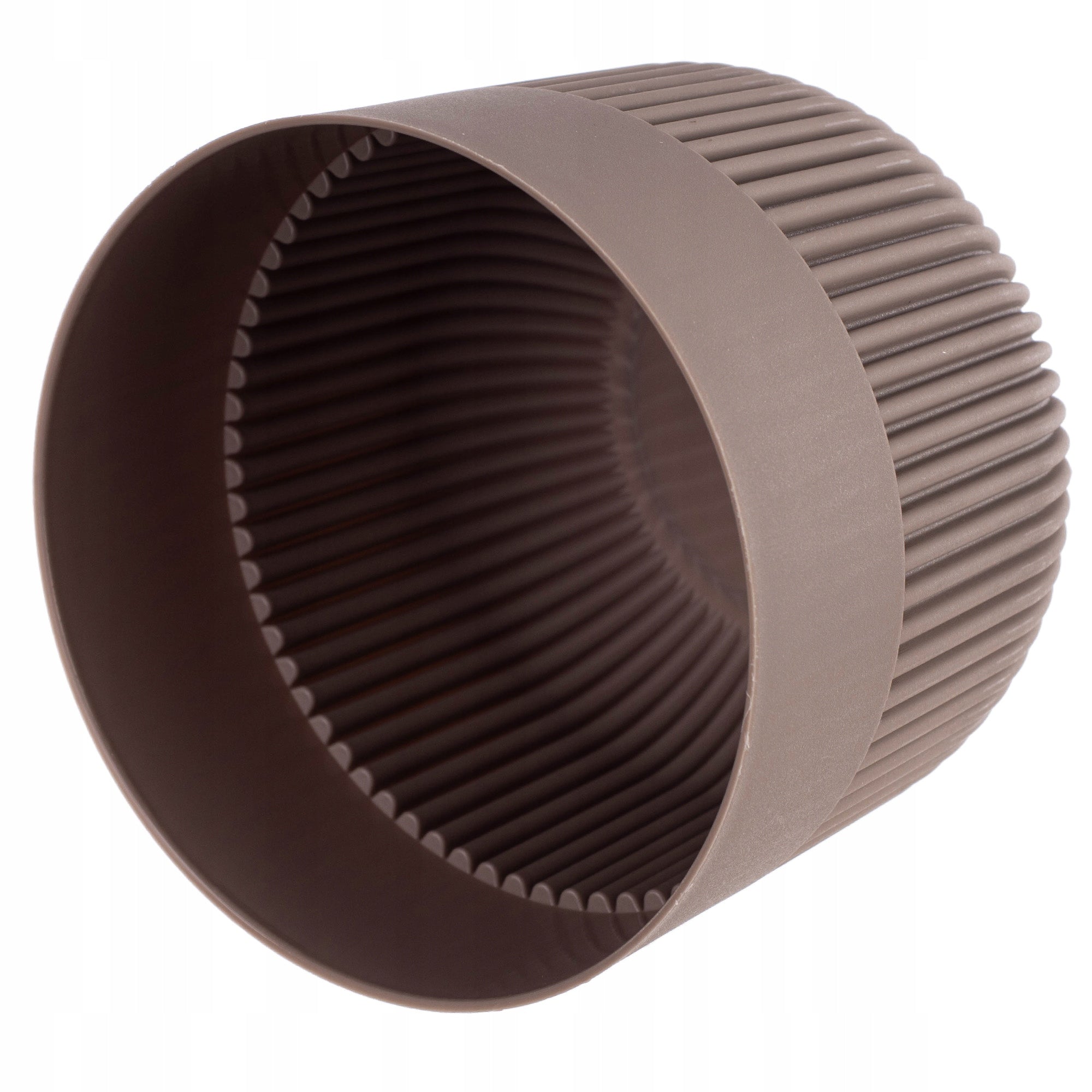 FLOWER POT PLANTER COVER 11cm FOR FLOWERS PLASTIC ROUND RIBBED BEIGE Product height 9.5 cm