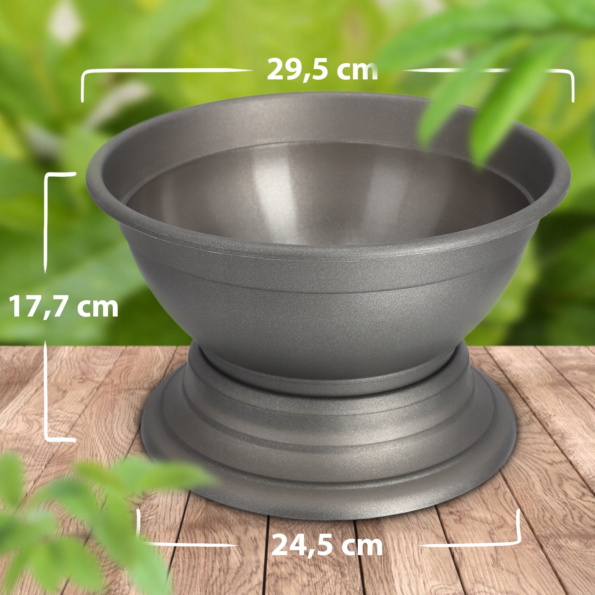 FLOWER POT ROUND BOWL FOR CHRYSANTHEMUM CEMETERY 30 cm GRAPHITE Brand Kadax