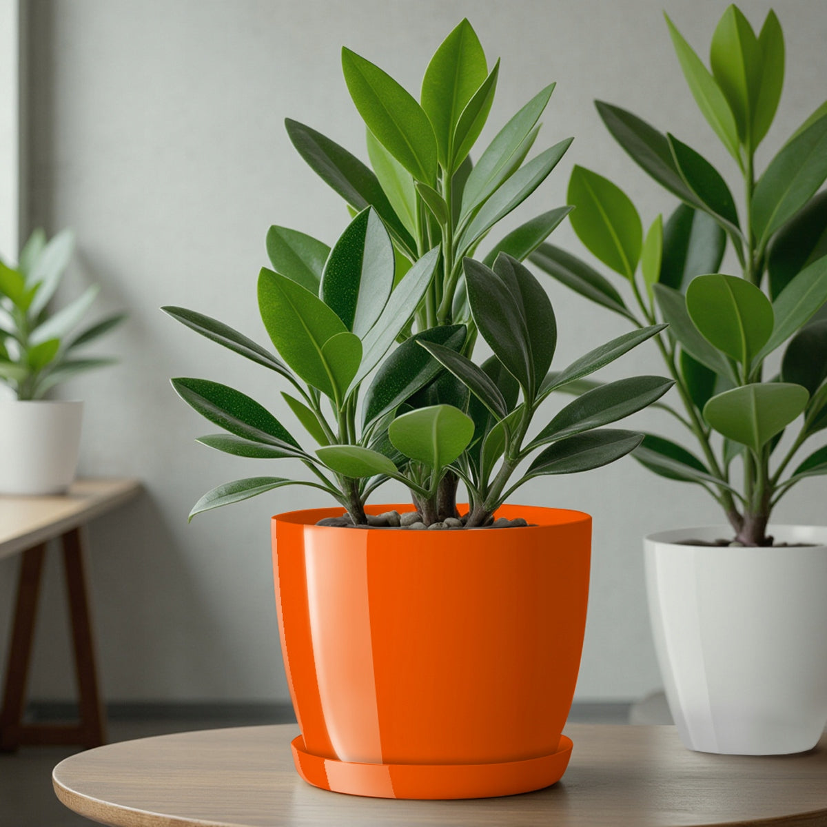 FLOWER POT WITH FLOWER STAND COVER BOWL FLOWERBED 23 cm ORANGE Product height 21 cm