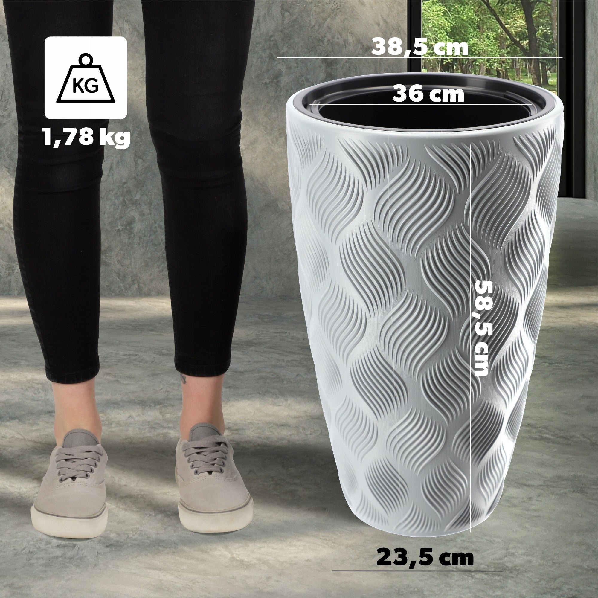 FLOWER POT WITH INSERT 58cm PLASTIC FLOWER POT HIGH Manufacturer code K4358