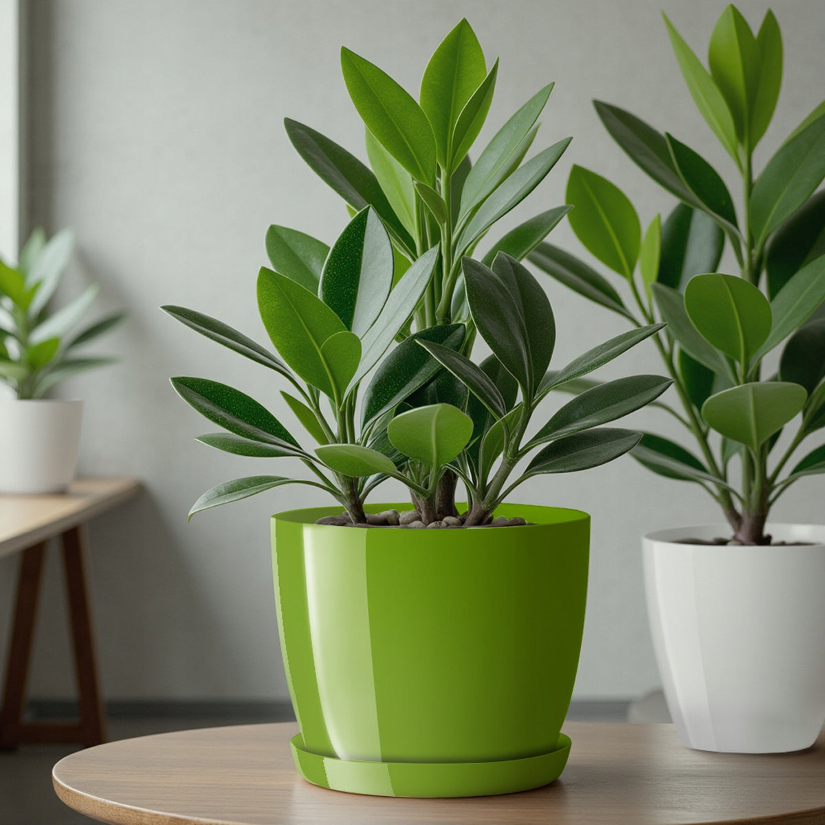 FLOWER POT WITH STAND PLASTIC COVER FLOWER POT 16cm GREEN FOR FLOWERS KADAX Product height 14.5 cm