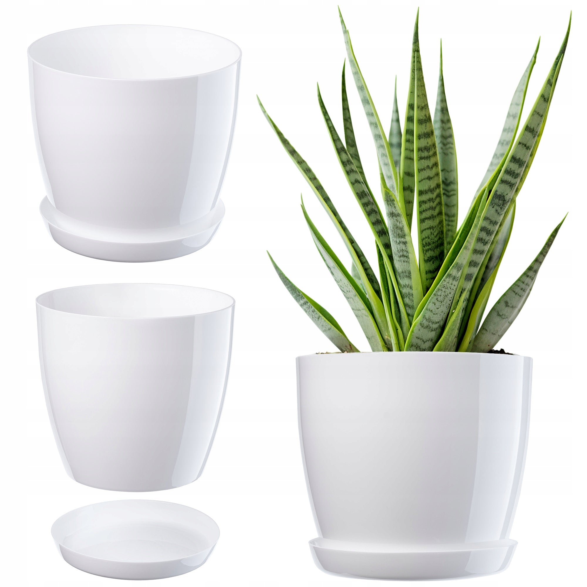 FLOWER POT WITH STAND PLASTIC COVER FLOWER POT 20cm WHITE FOR FLOWERS KADAX