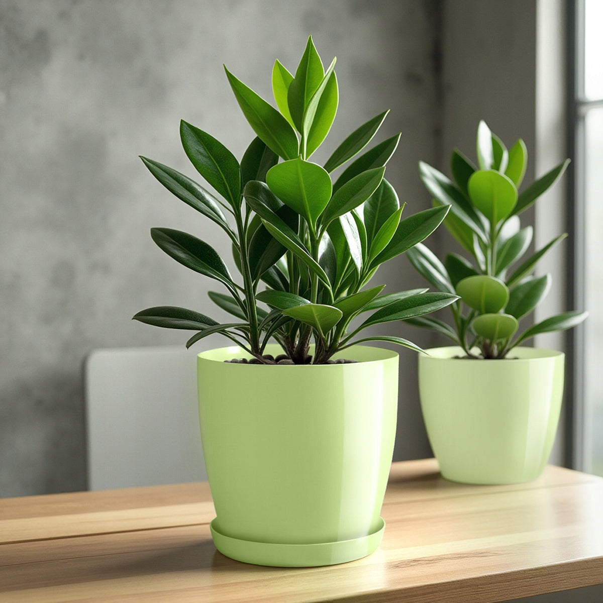 FLOWER POT WITH STAND PLASTIC COVER FLOWER POT 23cm GREEN FOR FLOWERS KADAX Brand Kadax