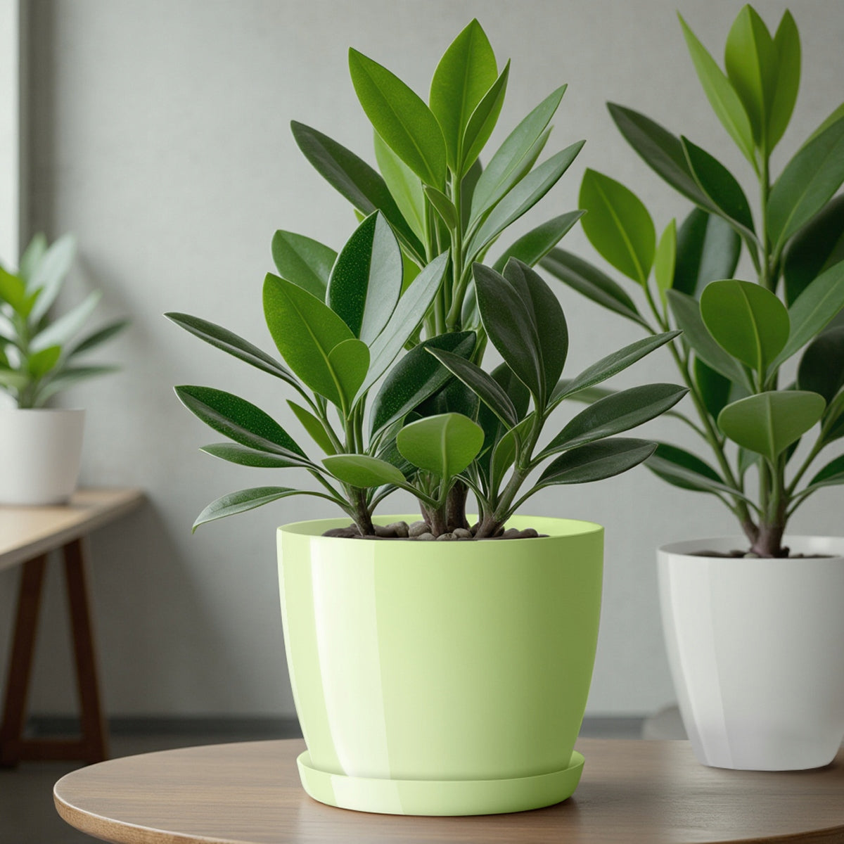 FLOWER POT WITH STAND PLASTIC COVER FLOWER POT 23cm GREEN FOR FLOWERS KADAX Product height 21 cm