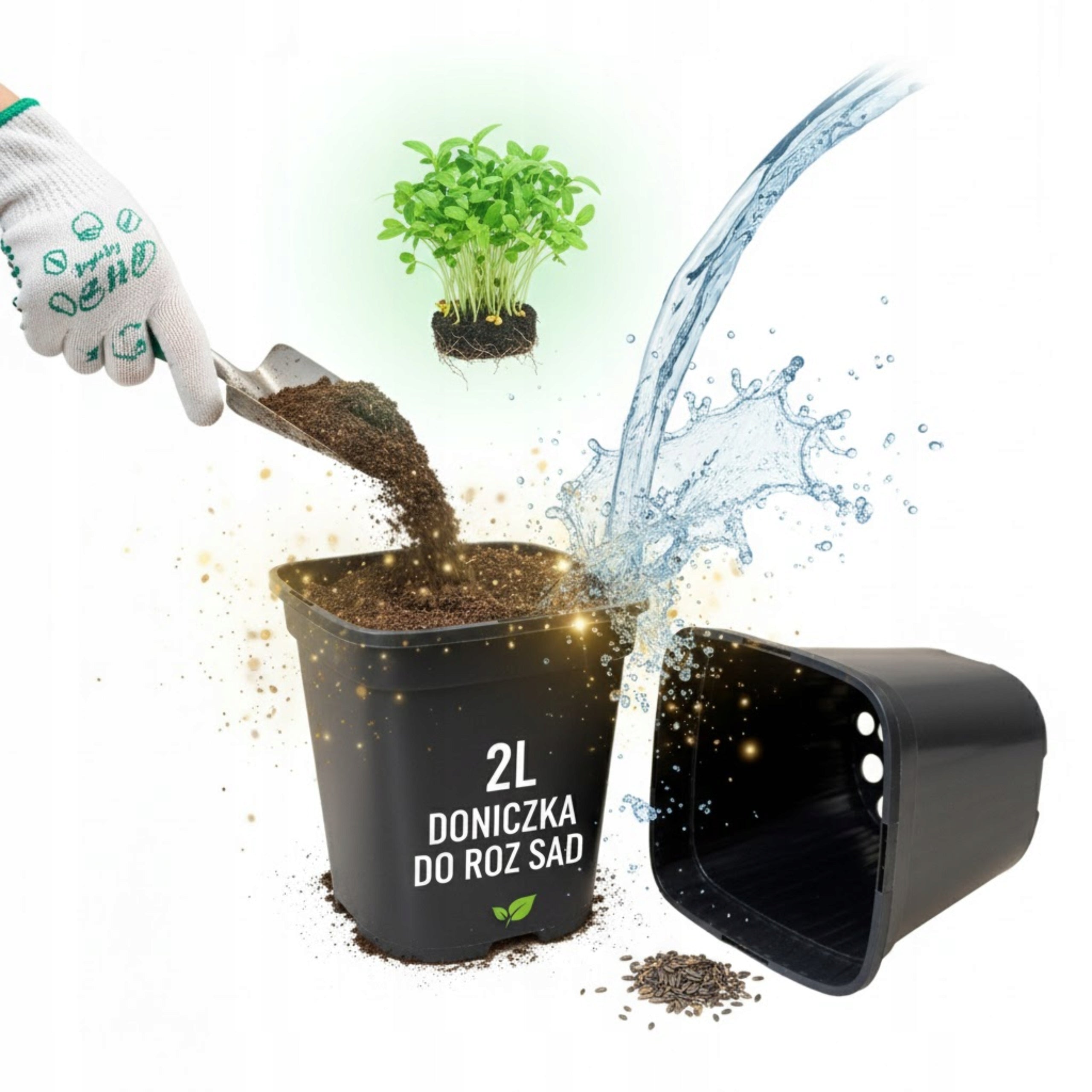FLOWER POTS 14x14x14,5cm 2L black 100 pcs Polish PRODUCT