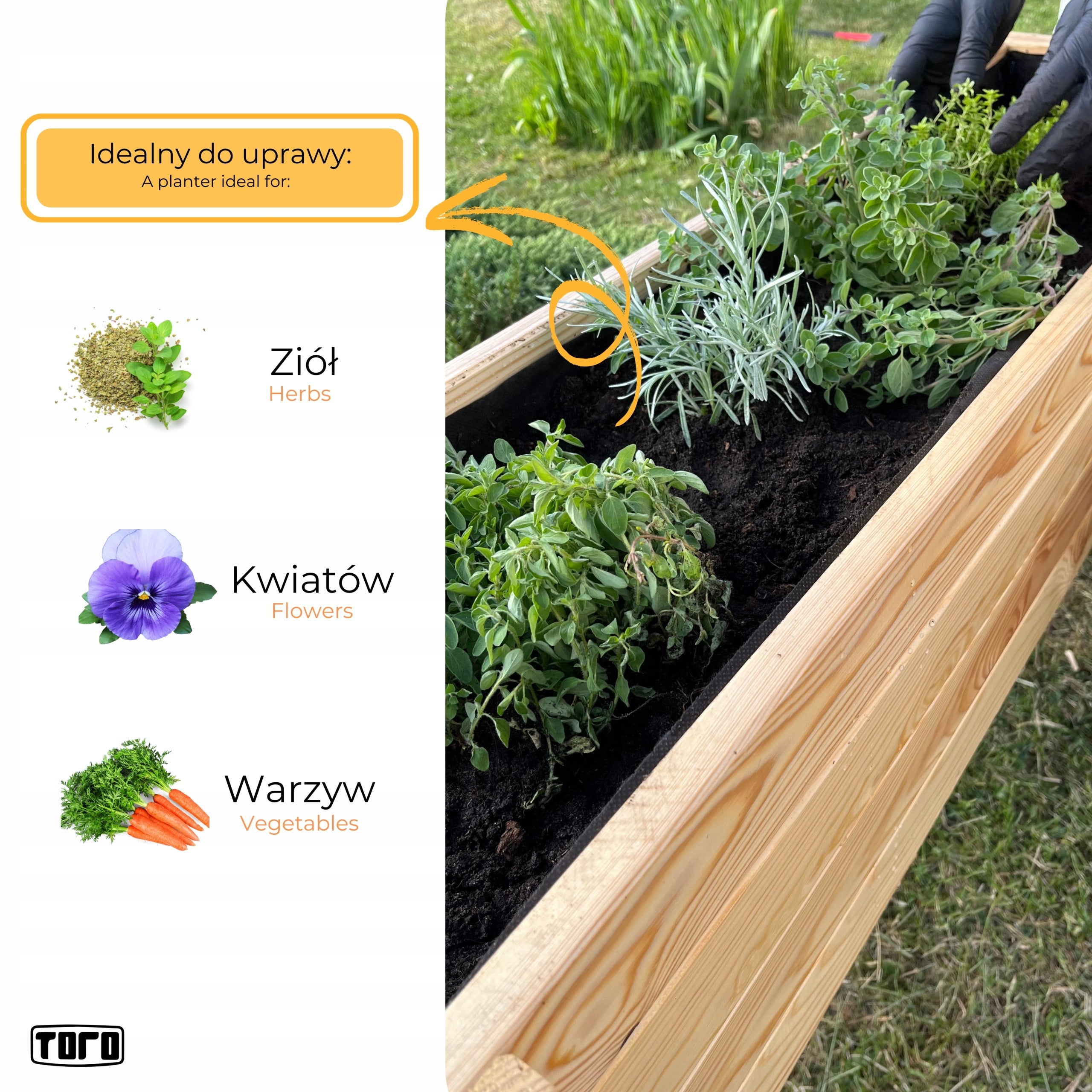 FLOWER POTS WOODEN 90cm SENT FOLDED garden planter + FREEBIE Product height 35 cm