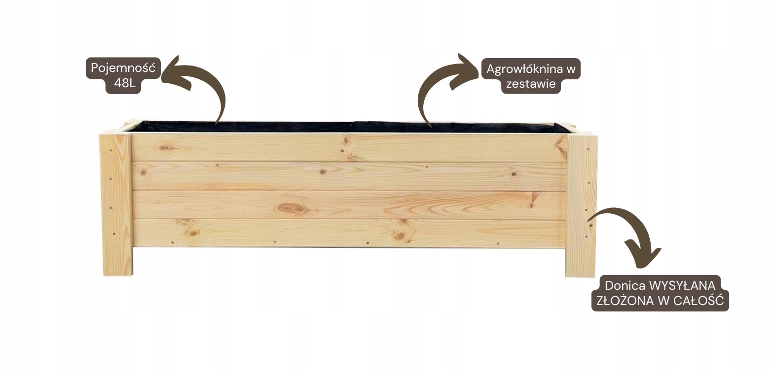 FLOWER POTS WOODEN 90cm SENT FOLDED garden planter + FREEBIE Product width 33 cm