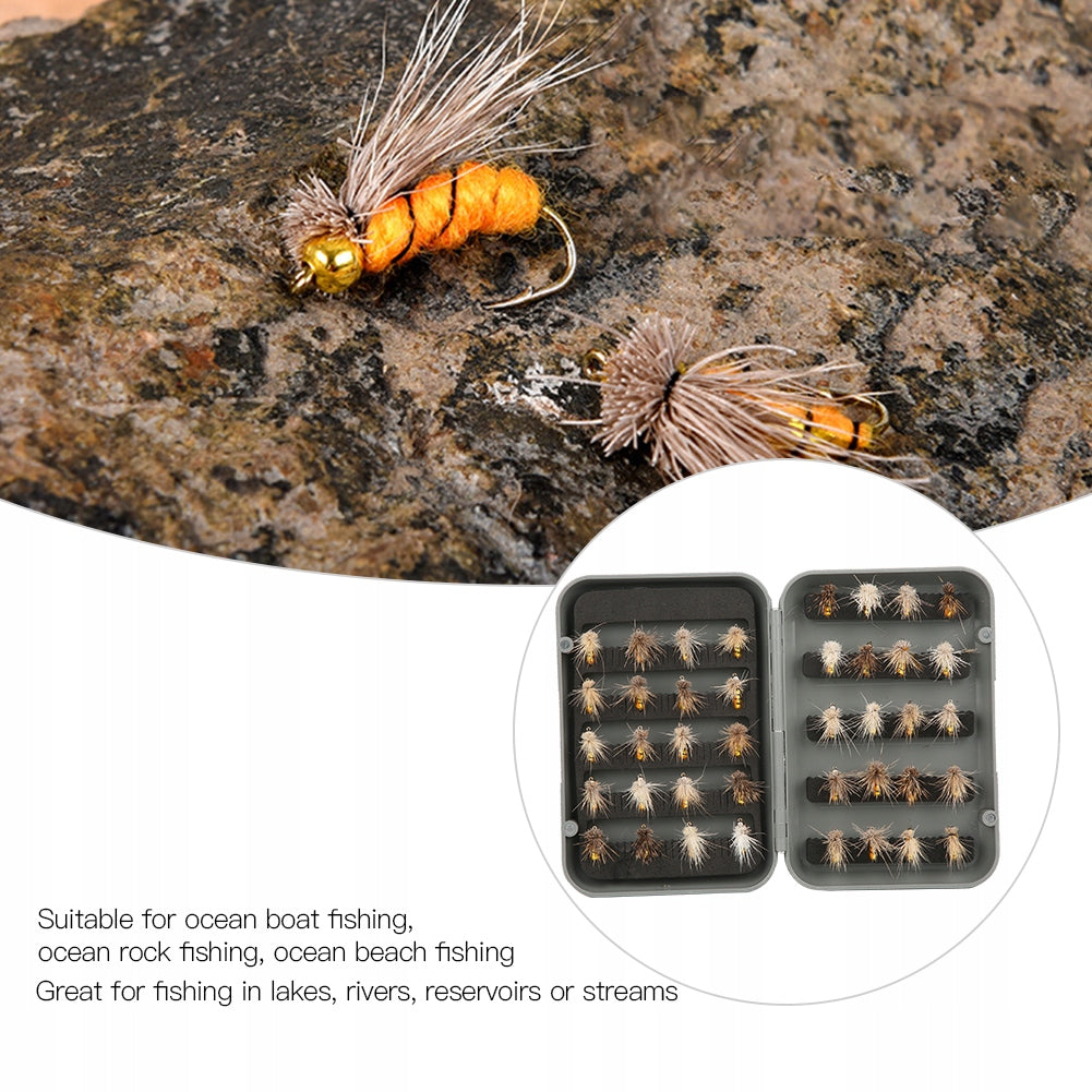 FLY TROUT GRAYLING SALMON BARBED ROACH NYMPH MOTHS SET OF 40PCS FLIES Packaging status original