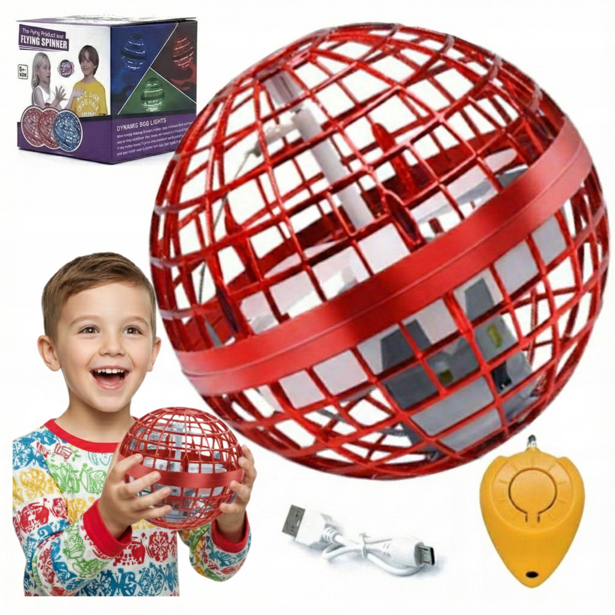 FLYING BALL LED TOY GIFT CHILDREN CONTROLLED BALL PILOT FLYNOVA RED