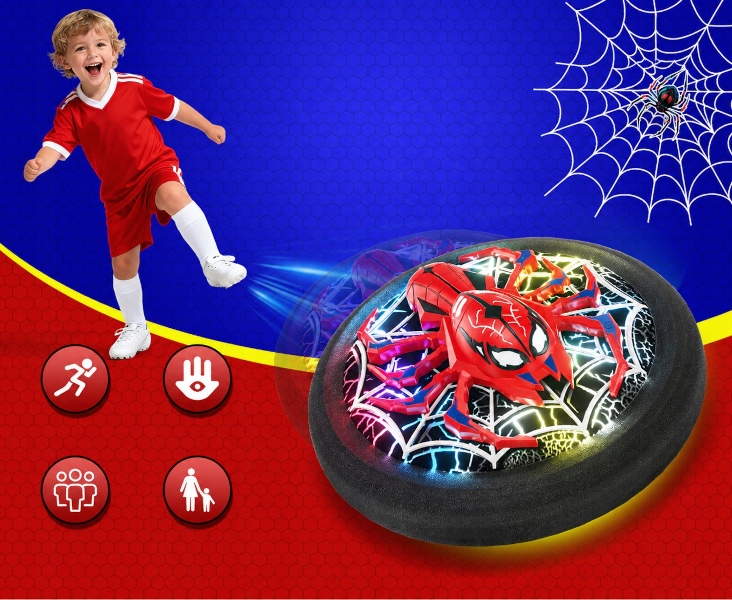 FLYING FOOTBALL SPIDER FOOTBALL TO PLAY AT HOME LEVITATING LED CYMBERGAJ GIFT Packaging status original
