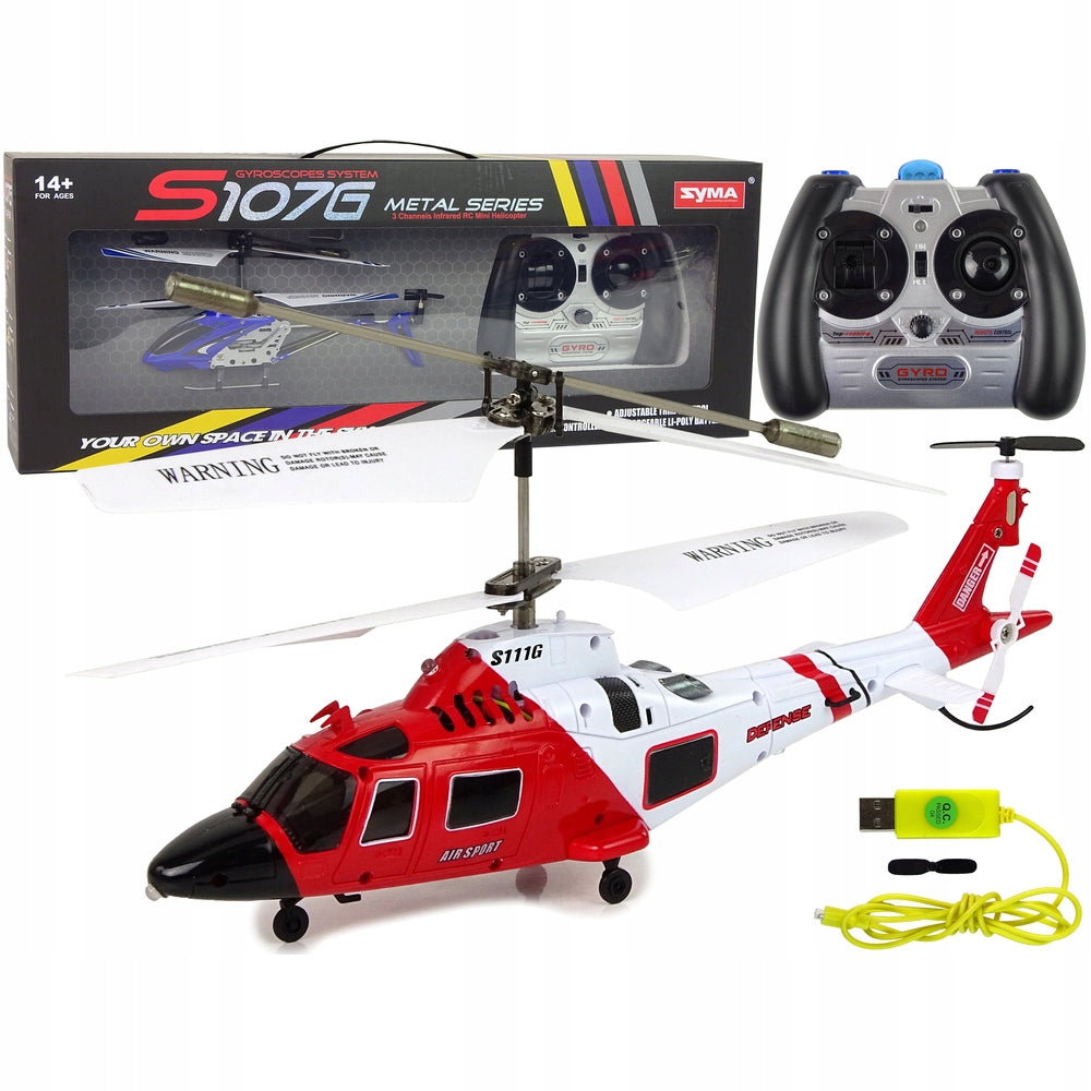 FLYING HELICOPTER FOR RADIO SYMA S111G RED AND WHITE 12650