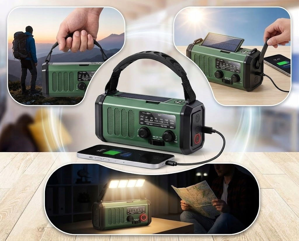 FM/AM SOLAR PORTABLE Emergency RADIO with crank POWERBANK FLASHLIGHT 10000mAh Brand no brand