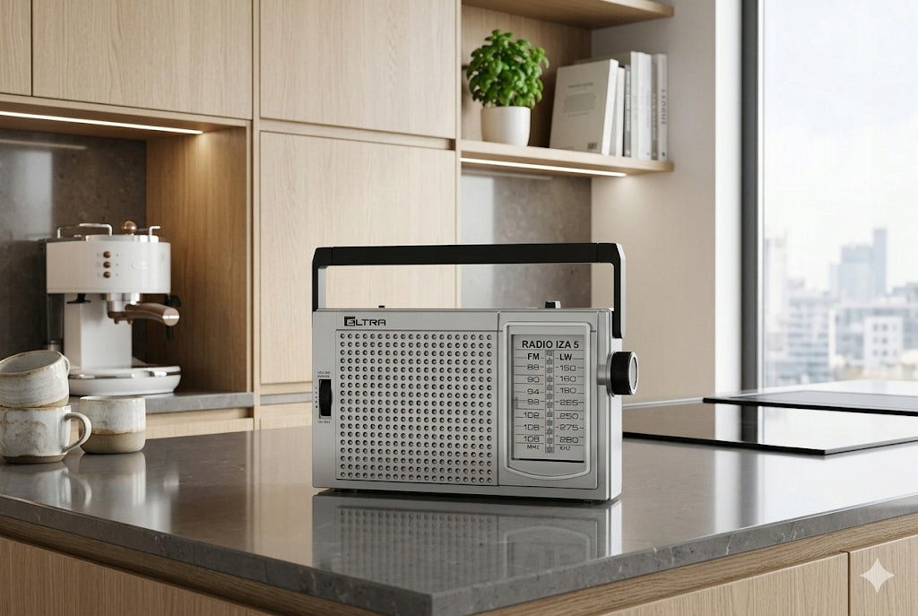 FM LW Eltra IZA 5 network-battery radio for garden kitchen per plot Brand Eltra