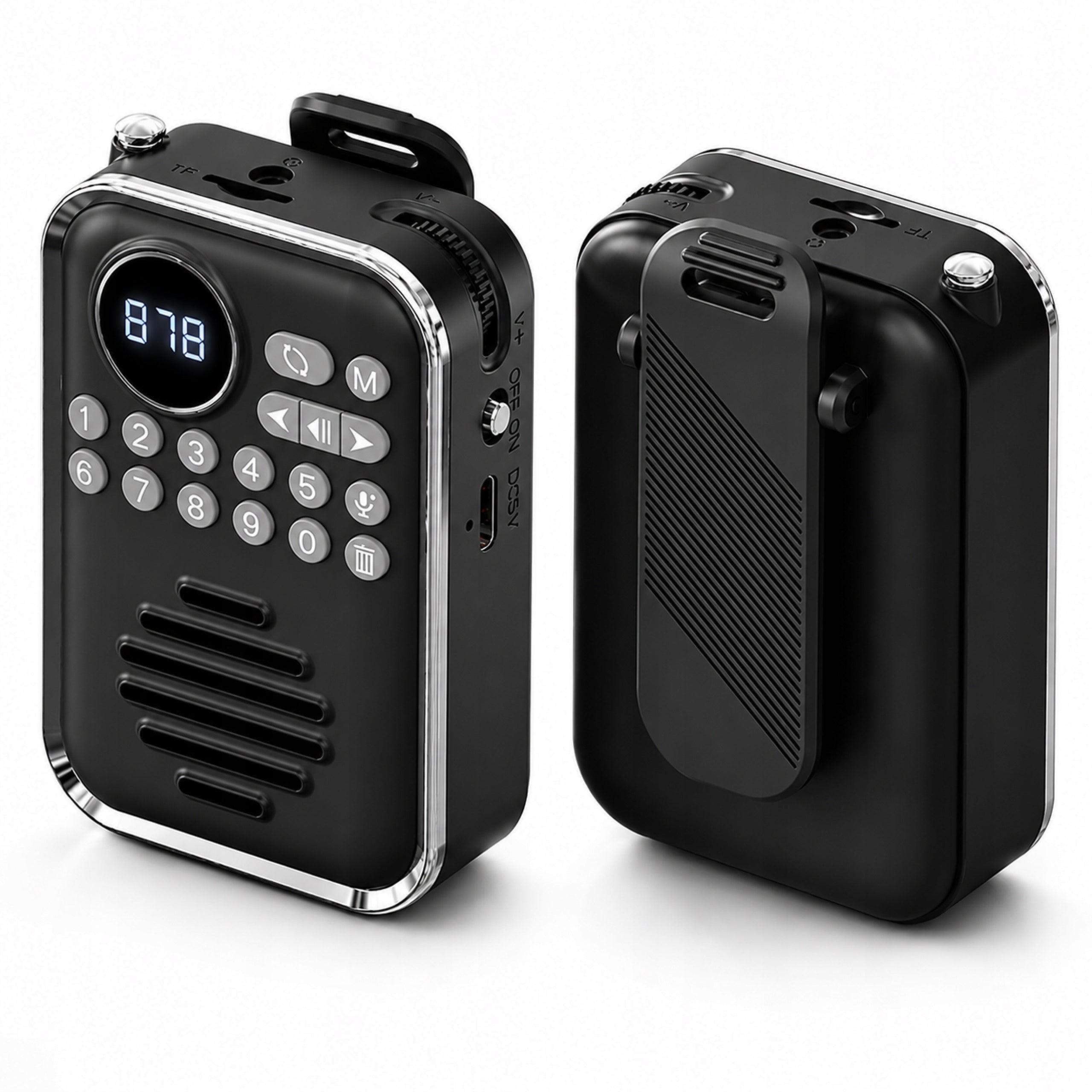 FM Radio Portable Bluetooth 5.0 MP3 USB-C Pocket Speaker 5W microSD Manufacturer code Radio z głośnikiem bluetooth P70