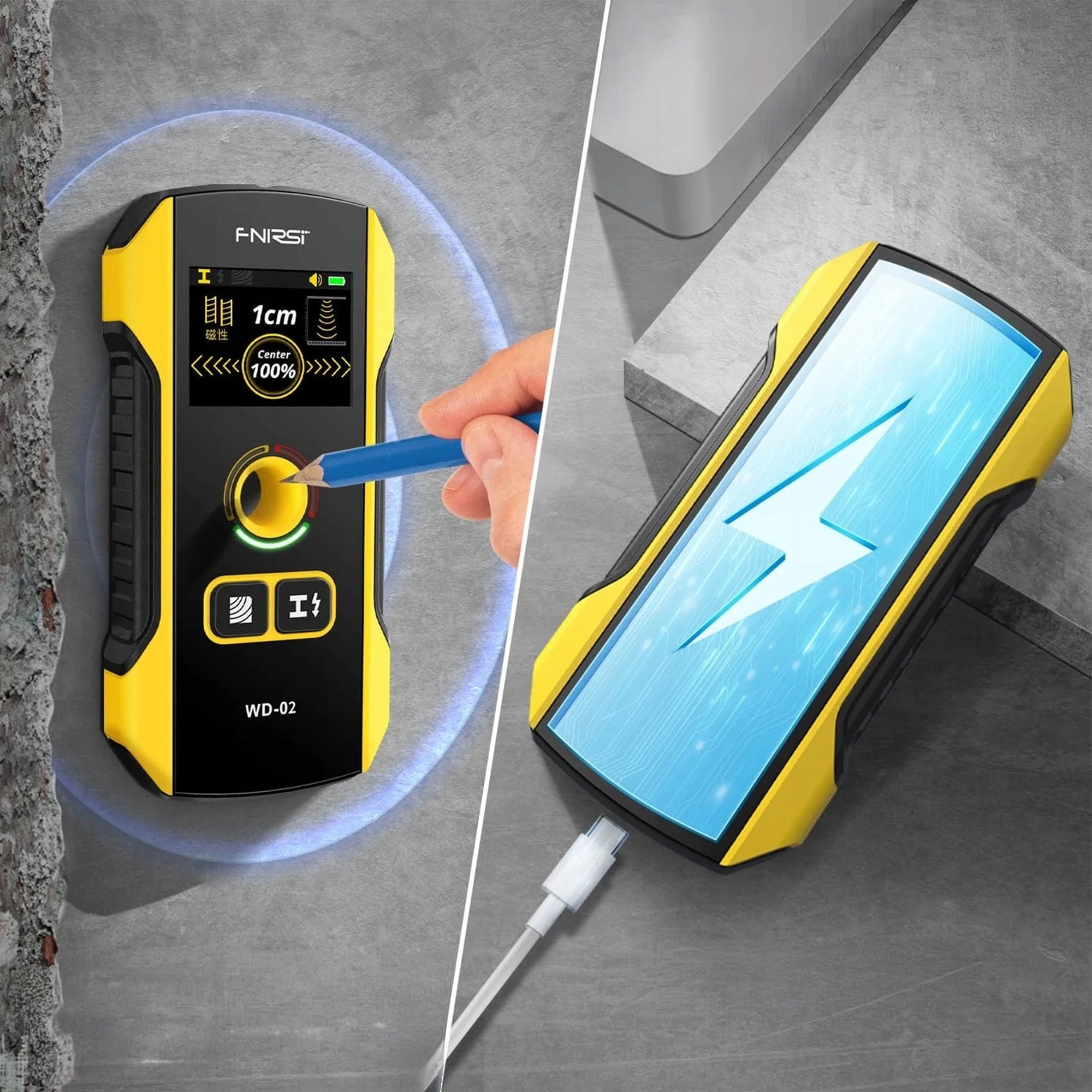 FNIRSI WD-02 Wire Detector Modes Metal Cable Wood Precision Screen Kind wood detector metal detector profile detector wire detector