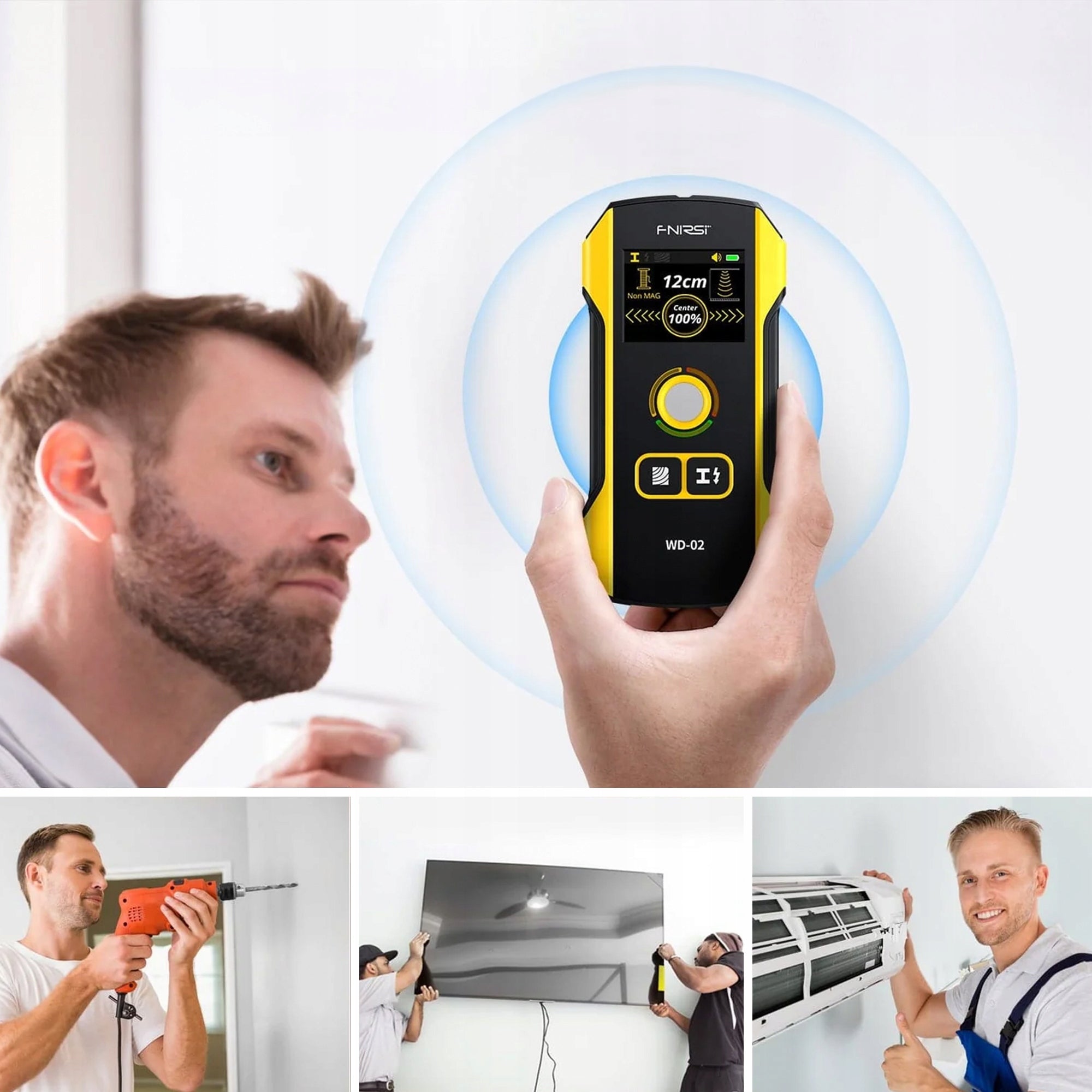 FNIRSI WD-02 Wire Detector Modes Metal Cable Wood Precision Screen Packaging status original
