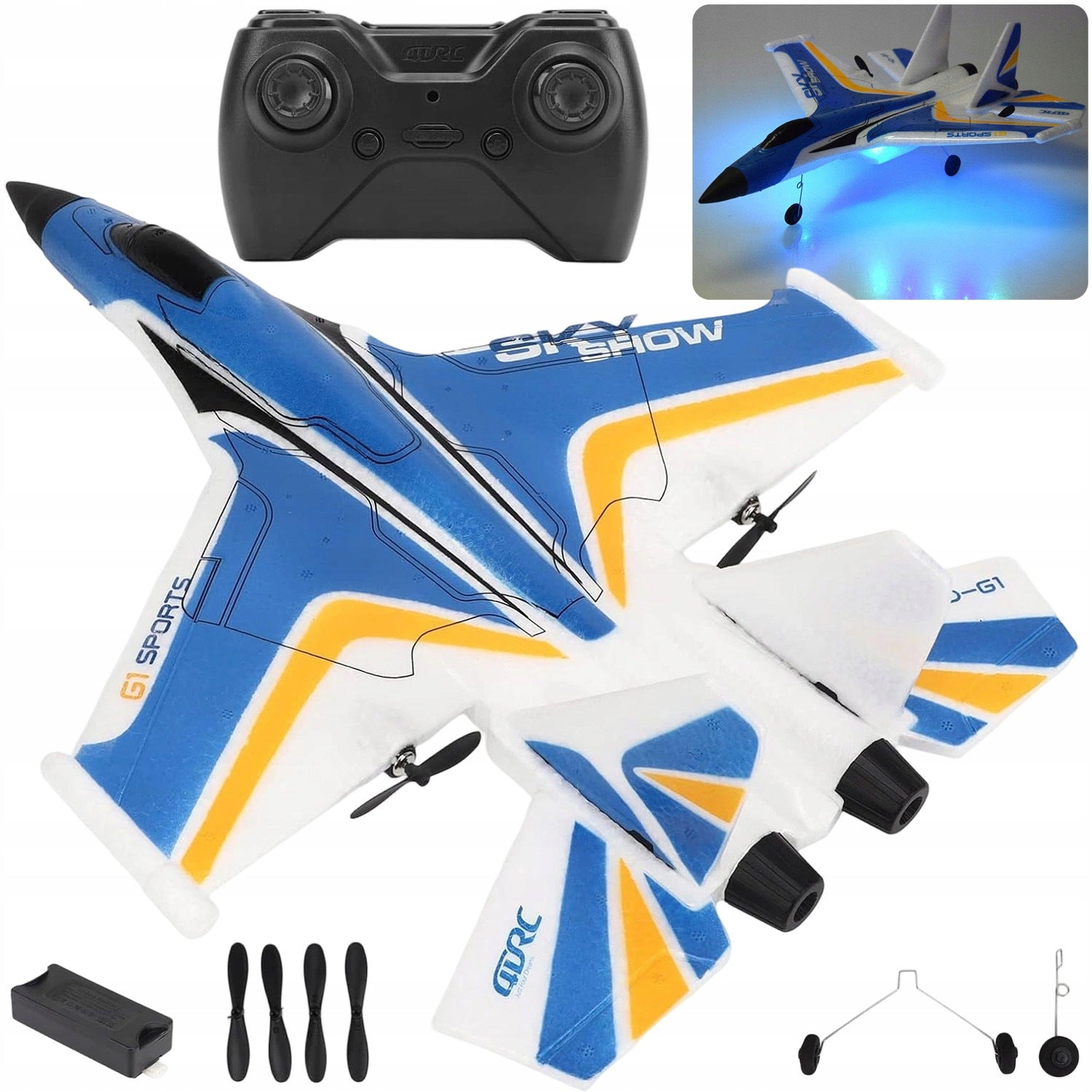 FOAM AIRCRAFT REMOTE CONTROLLED 360° DRONE JET WITH LIGHT REMOTE CONTROL