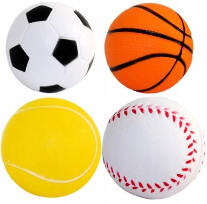 FOAM BALL ANTI-STRESS SPORT FOOTBALL BASKETBALL TENNIS 12 PIECES Packaging status original