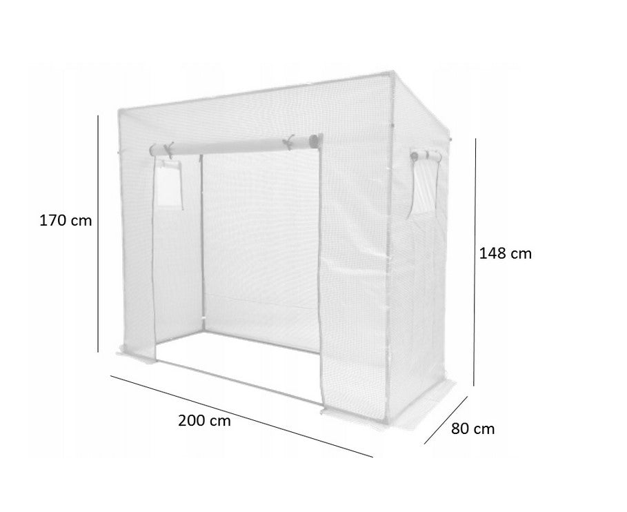 FOIL TUNNEL GARDEN GREENHOUSE FOR TOMATOES VEGETABLES WHITE 200X77X168/146CM Manufacturer Martom