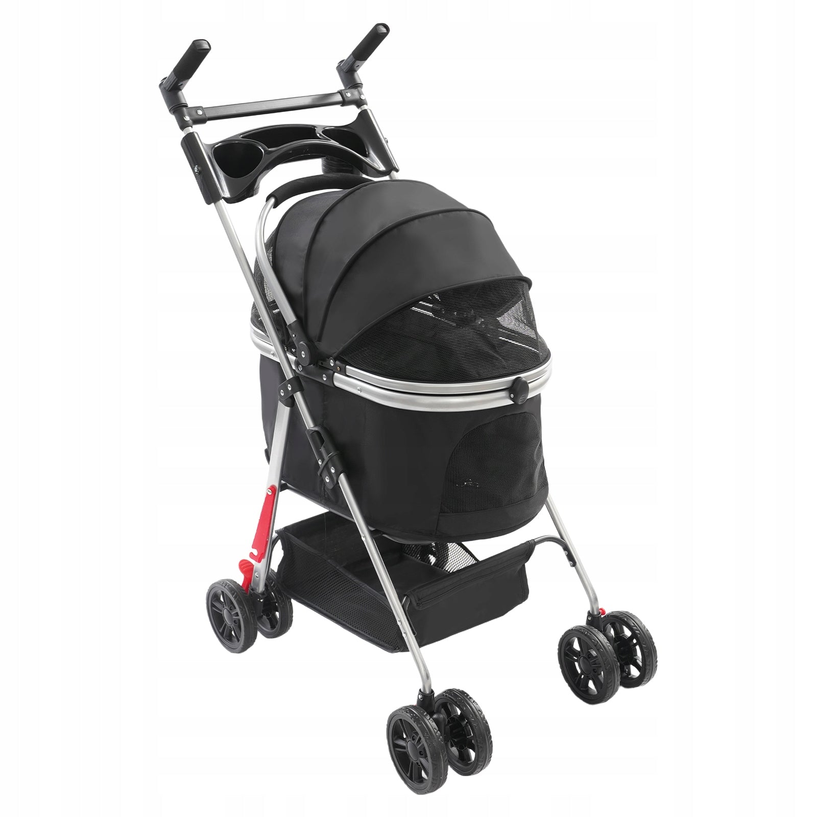 FOLDABLE SMALL PET STROLLER DOGS CATS TROLLEY DETACHABLE BASKET Main material metal