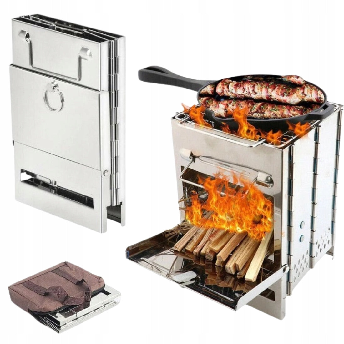 FOLDABLE STOVE TOURIST STOVE CAMPING GRILL + COVER