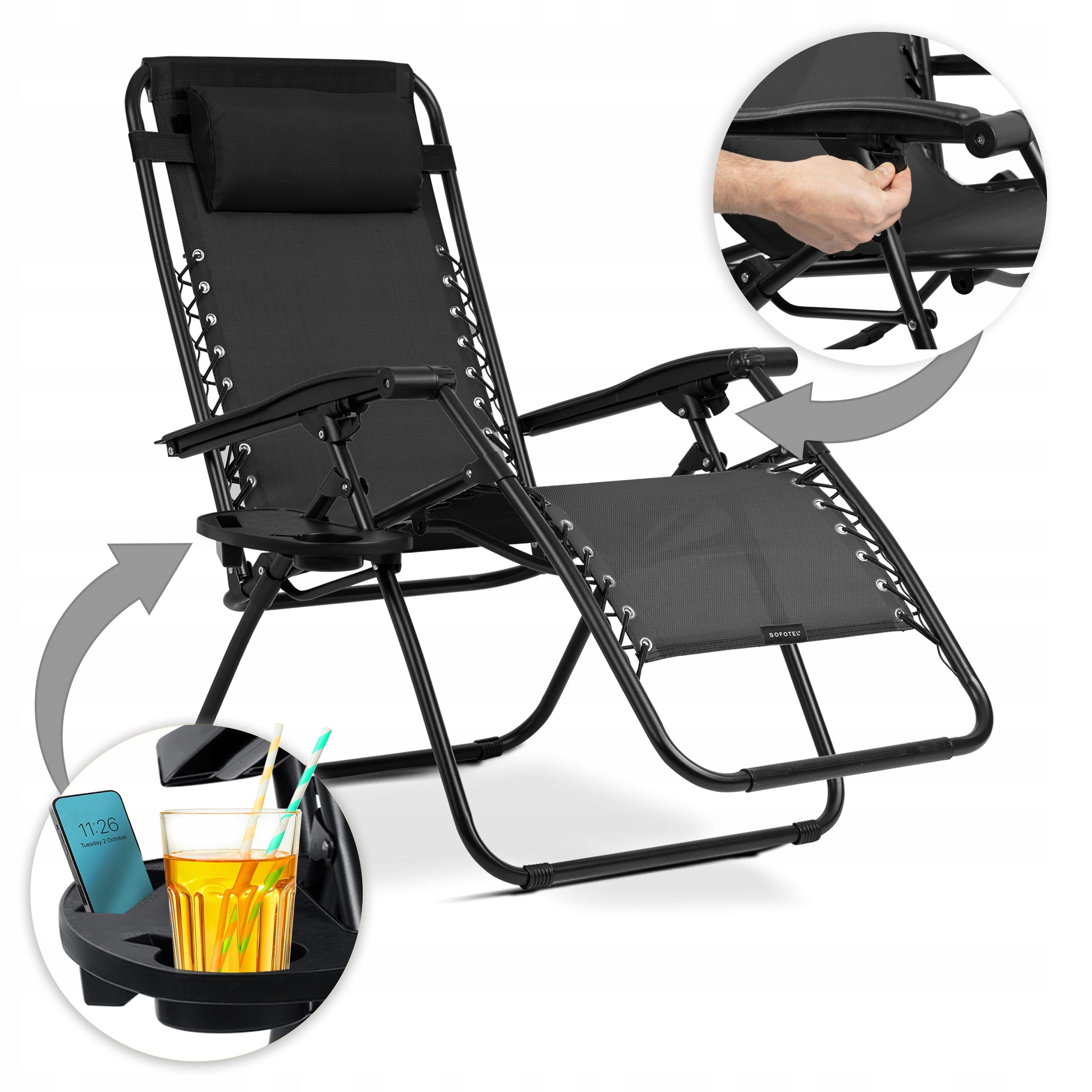 FOLDING BEACH CHAIR GRAVITY TERRACE CHAIR FOR GARDEN Frame material metal