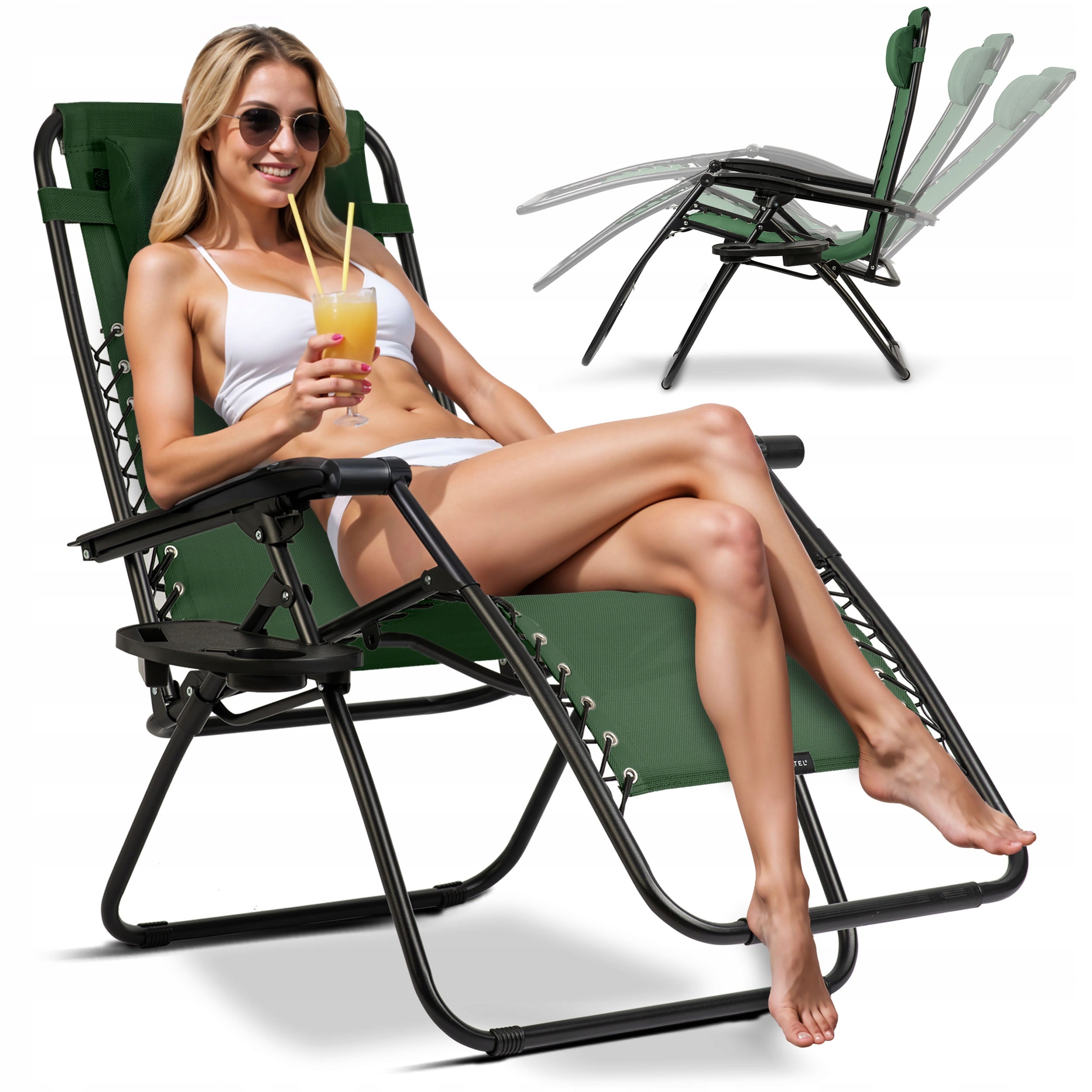 FOLDING BEACH LOUNGER GRAVITY TERRACE CHAIR FOR GARDEN 2PCS Manufacturer code 286302-2