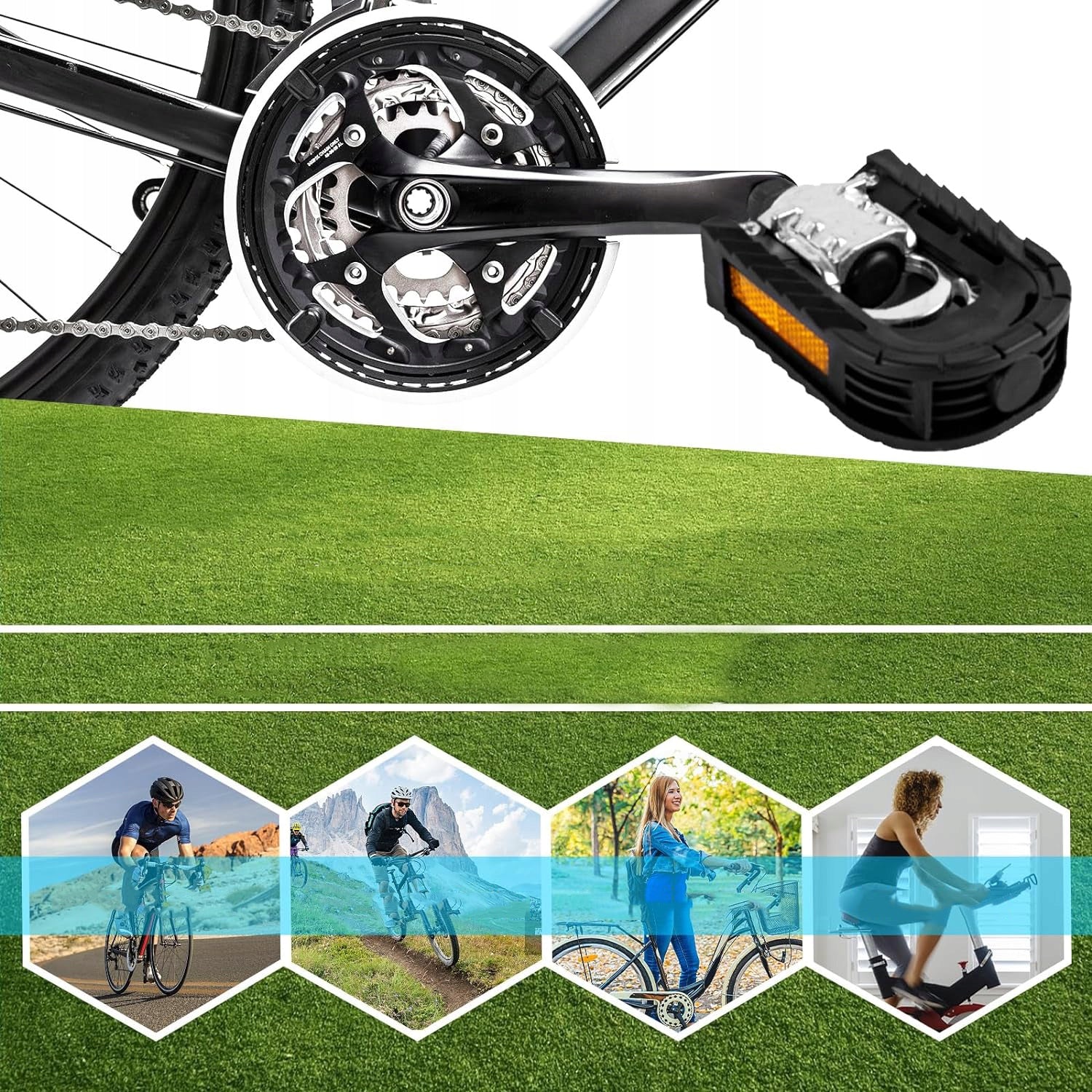 FOLDING BICYCLE PEDALS 2 PIECES, FOR MOUNTAIN BIKES, RACING, BLACK Brand no brand