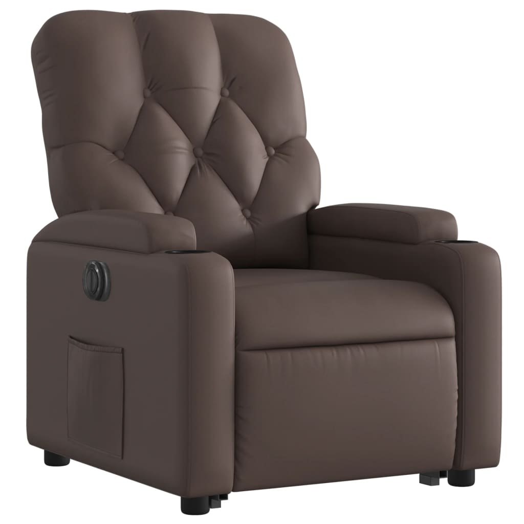 FOLDING CHAIR UPRIGHT ELECTRIC BROWN FAUX LEATHER Packaging status original