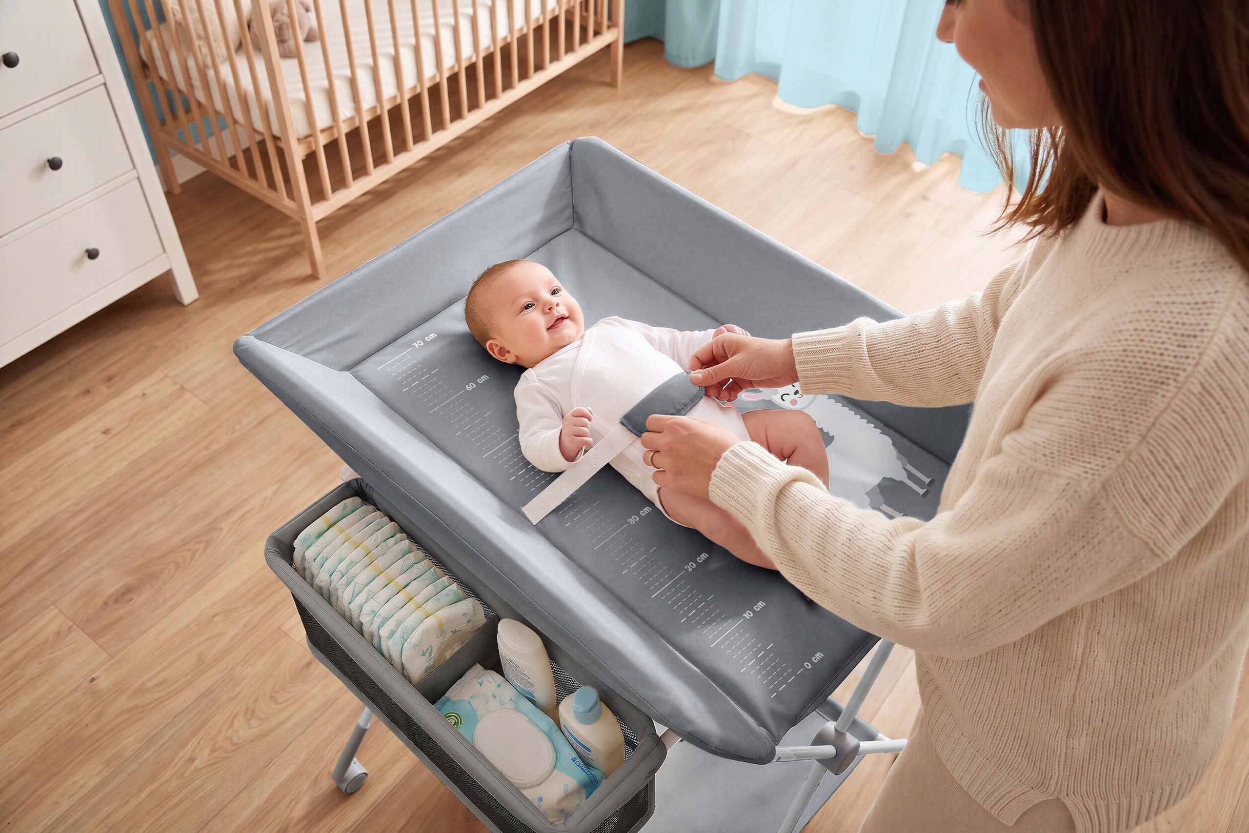 FOLDING CHANGING TABLE ON WHEELS WITH ORGANIZER ORSETTO DARK GREY Color other