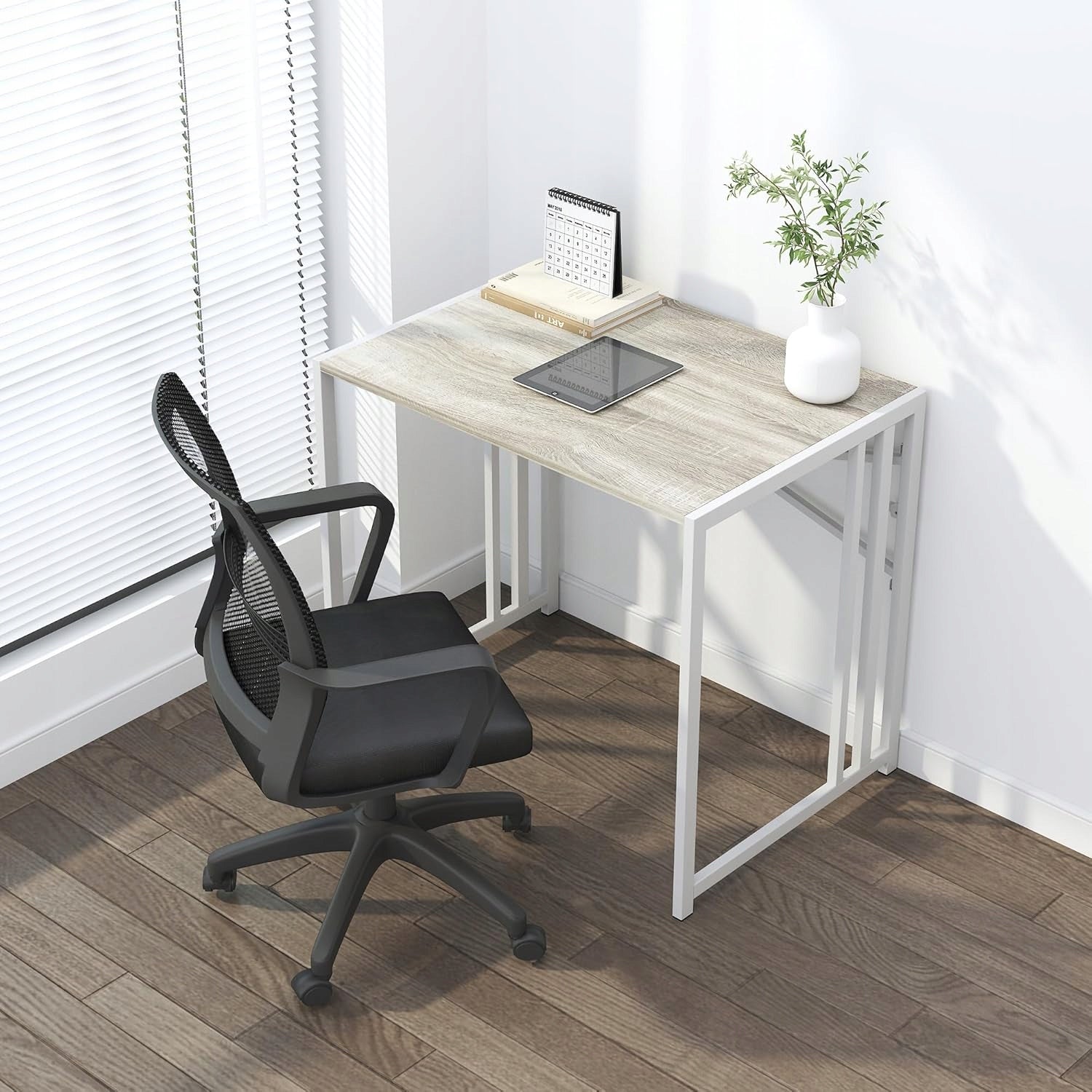 FOLDING DESK 80x40 cm PORTABLE TABLE WITHOUT ASSEMBLY WHITE TABLE for learning EAN (GTIN) 0096799432443